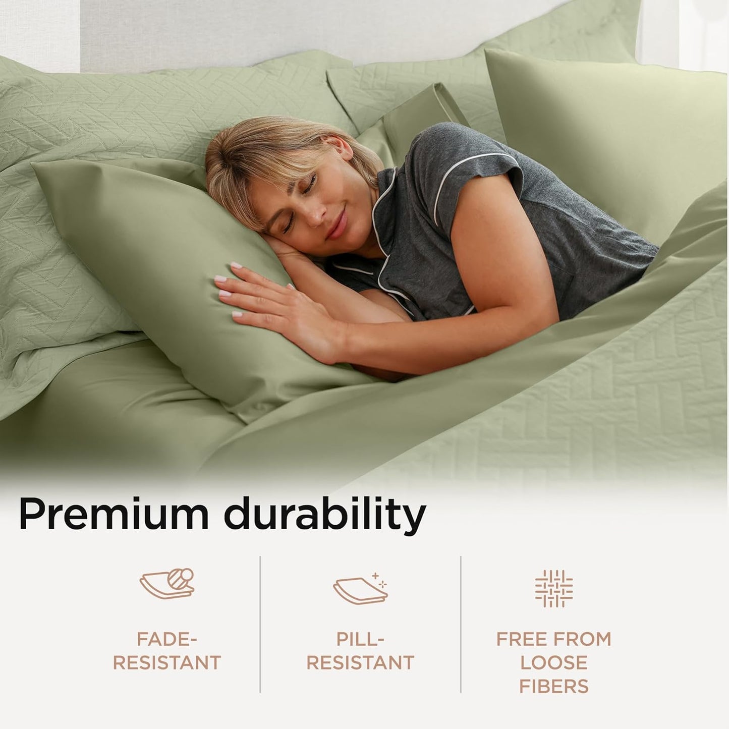 Threadmill Twin XL Sheet Sets | 100% Supima Cotton Sheets for Twin XL Mattress | Solid Sateen Twin XL Bed Sheets Set with 16” Deep Pocket | Soft Breathable 3-Piece Cooling Sheet Set| Sage Green Sheets