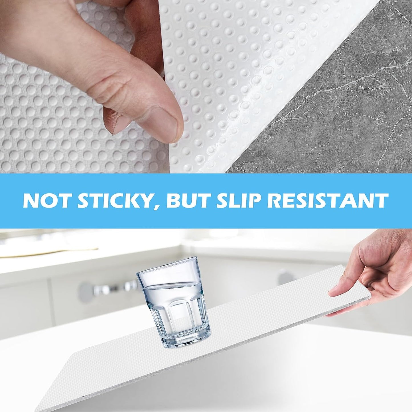 Drawer Liners, Waterproof Shelf Liner, Anti-Slip Non-Adhesive BPA Free Kitchen Cupboard Cabinet Liner Refridge Fridge Mats Sink Protector Strong Durable for Home (White/11.8in x 10Ft)