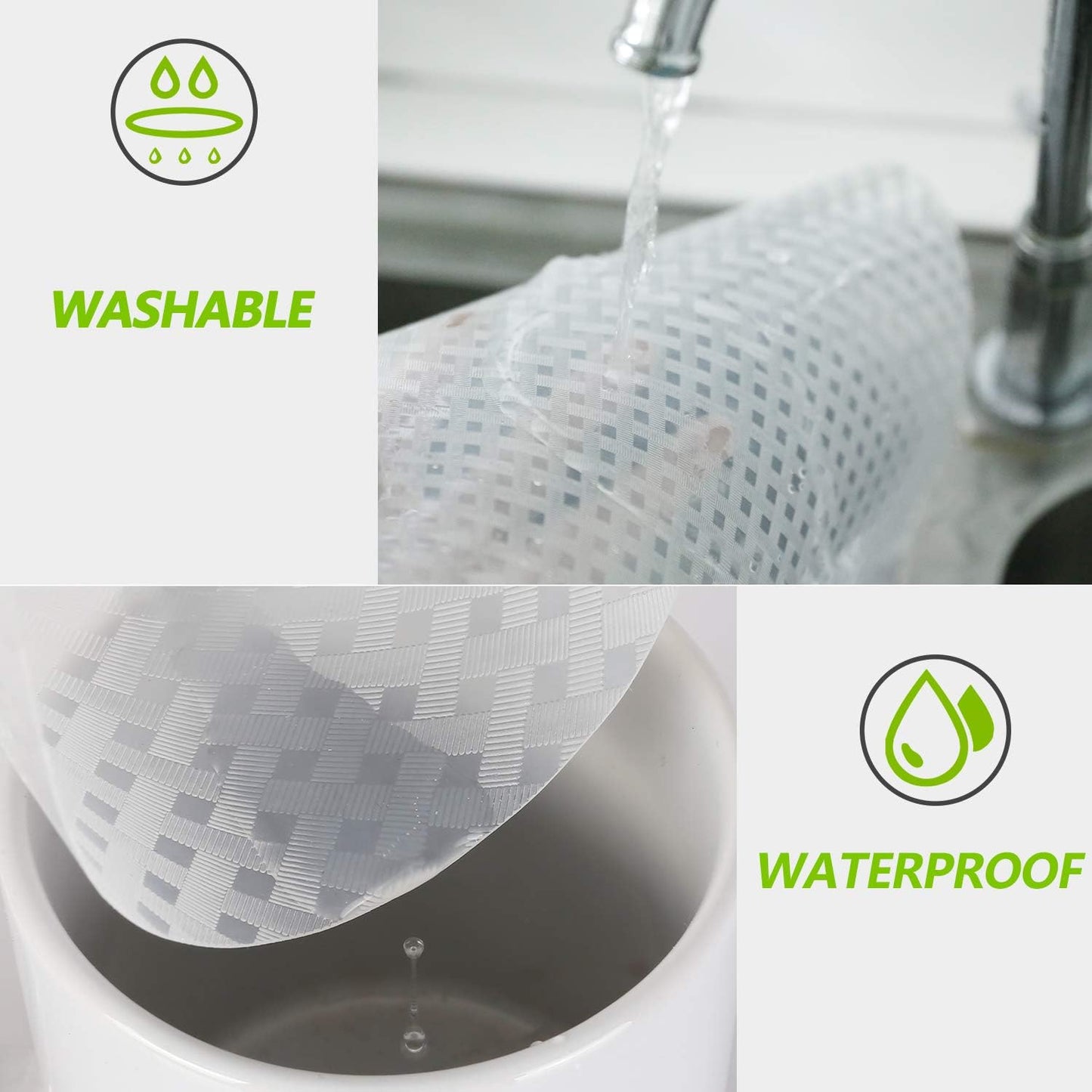 HooTown Shelf Liner Kitchen Cabinet Drawer Mats 23.6 Inch Wide x 78.7 Inch Long, Non Slip EVA Plastic Water Resistant Pad for Bathroom Drawers,Shoe Shelves, Under Sink, Clear