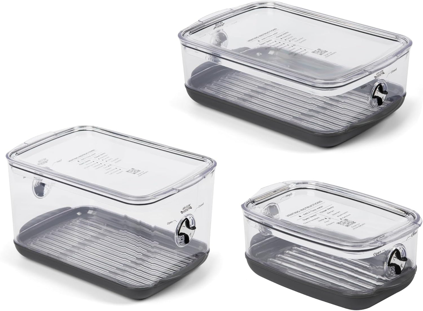 Progressive ProKeeper Stackable Produce ProKeeper Storage Container with Stay-Fresh Vent System (PKS-3PC-Produce+)