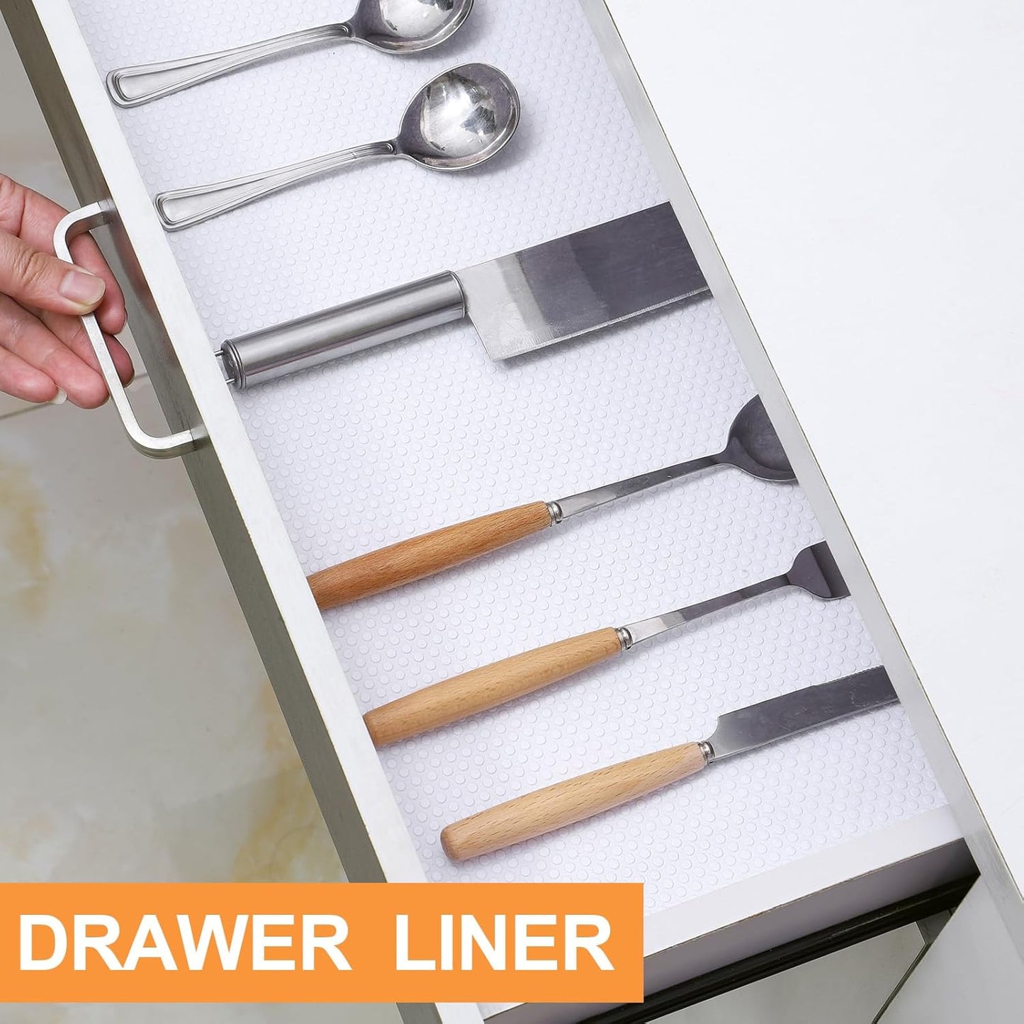 FLPMIX Shelf Liner for Kitchen Cabinets 14 inch Wide - Waterproof Cabinet Liner - Non-Adhesive Easy to Cut Drawer Mat for Cupboard Pantry Shelves - 14" X300 Inch White