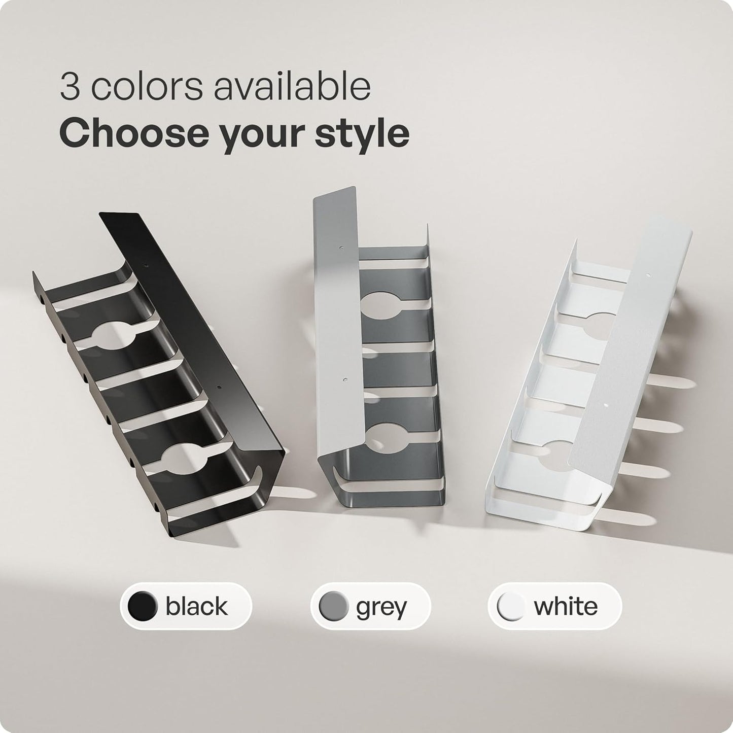 PAMO Cable Management Under Desk for Easy mounting Under-Table I Set of 2 - with 10X Cable Ties I Desk Organizer for Office/Home Office Table Thoughtful Cable Tray Holder