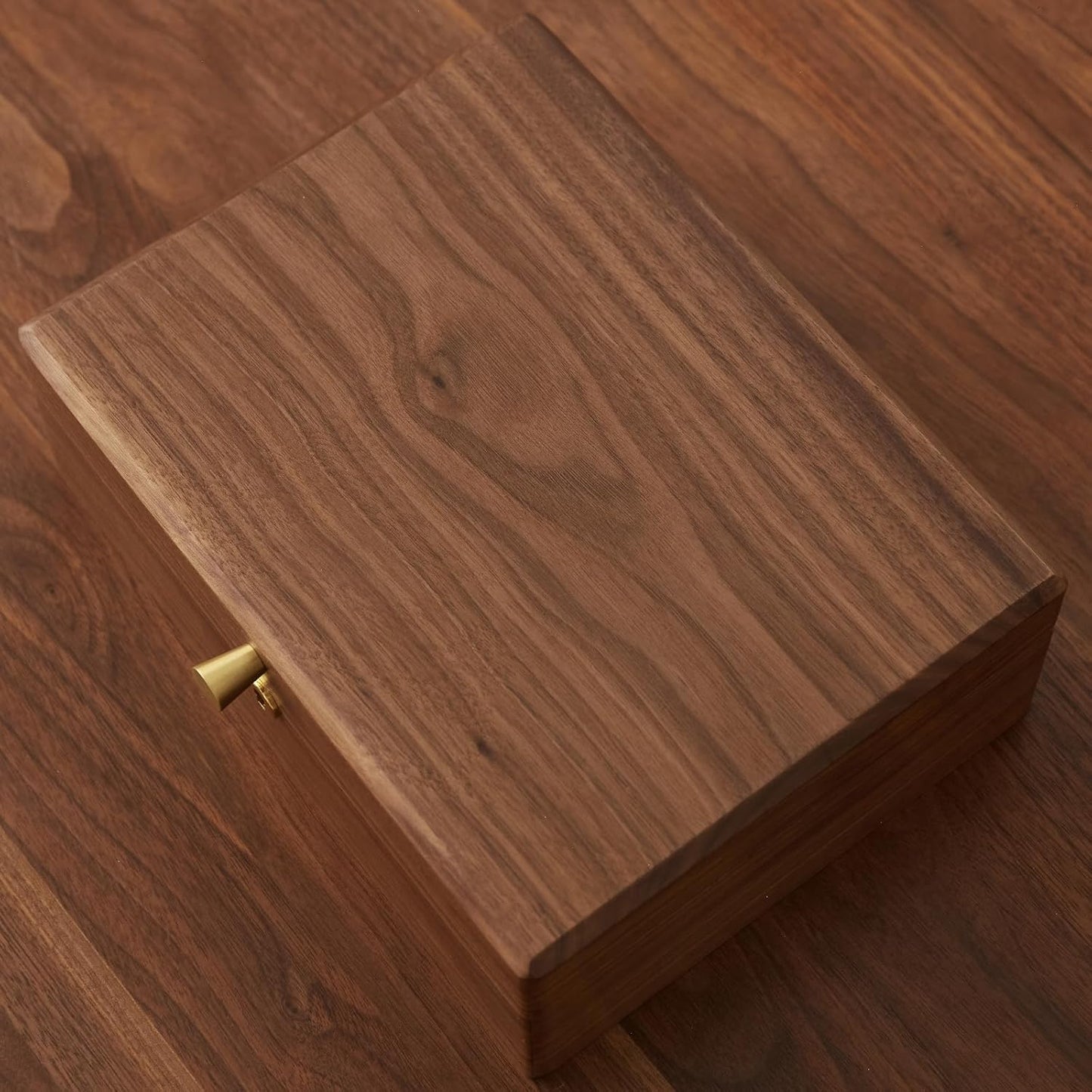 Solid Black Walnut Wood Jewelry Box With Velvet Lining,Personalized Ring and Necklace Box for Women and Girls,Brass Lock and Handle (With lock)