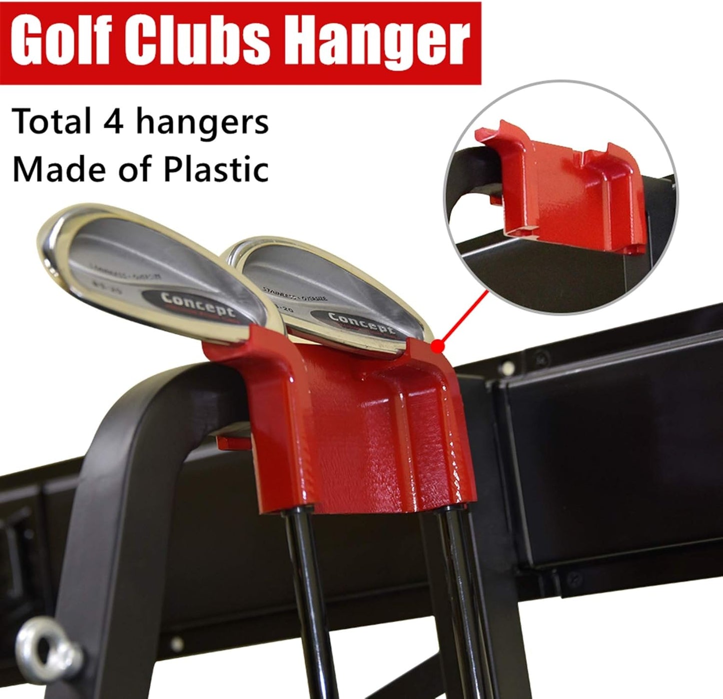 WALMANN Wall Mount Golf Bag Organizer Extra Large 2 Golf Bags Stand Golfing Equipment and Accessories Storage Rack for Garage Shed Basement
