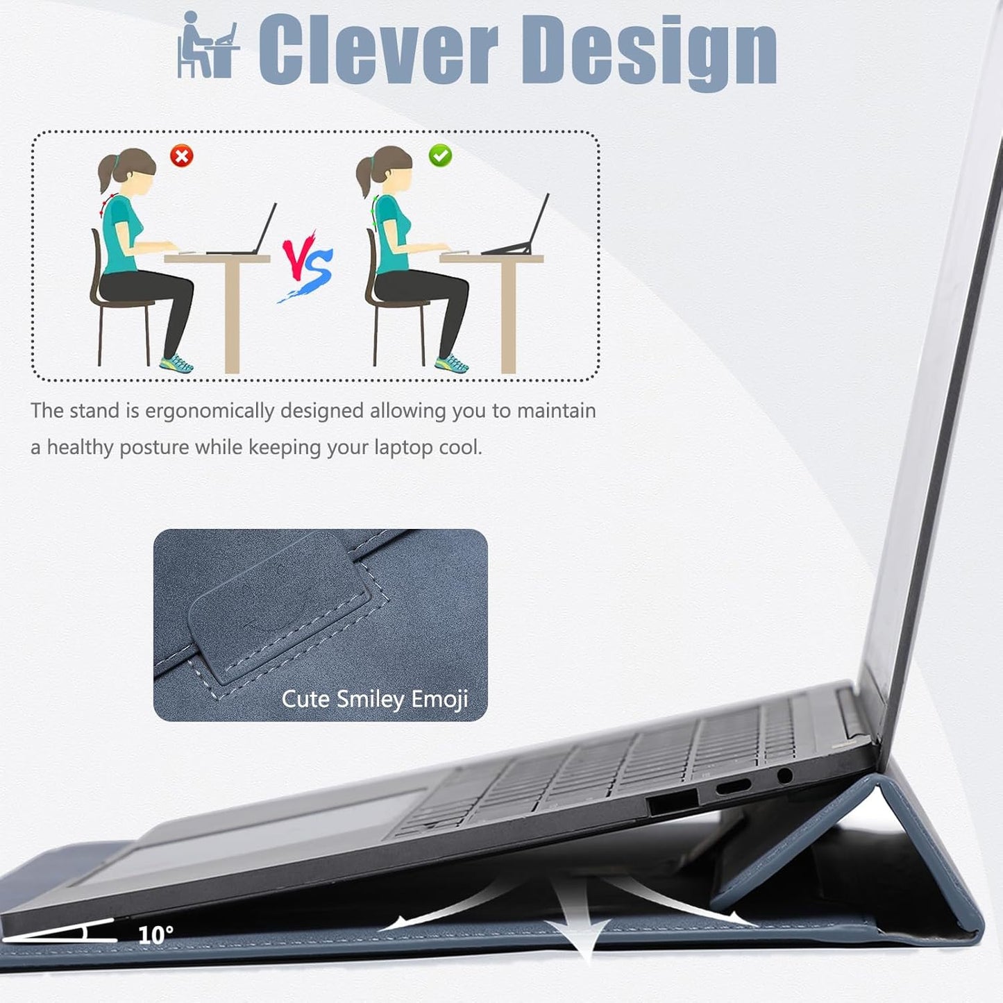HYZUO 13.3-14 Inch Laptop Sleeve Case with Stand Feature for MacBook Pro 14 M5/M4/M3/M2/M1 2026-2021, MacBook Pro/Air 13.3, 13.5" 13.8" Surface Laptop, HP Spectre X360 13/14, Haze Blue
