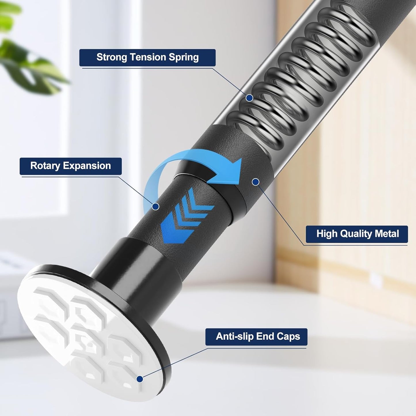 No Drilling Closet Rod, 27.5-63 Inches Hanging Closet Rod for Clothes, Closet Bar & Pole Heavy-duty, Closet Rods for Hanging Clothes For Closet Wardrobes Bathroom Laundry RV Curtains,Black