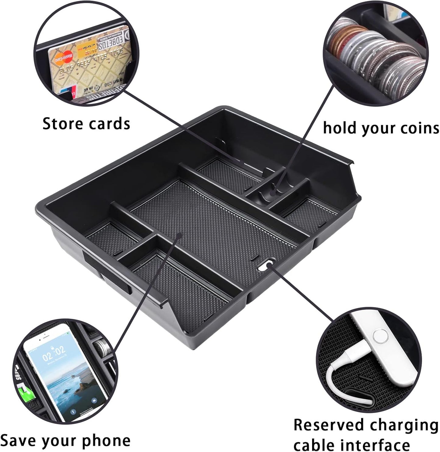 EDBETOS Center Console Organizer Tray Compatible with 2014-2018 Chevy Silverado/GMC Sierra 1500 Accessories 2015-2019 Silverado/Sierra 2500HD/3500HD Compartment Storage,Full Console w/Bucket Seat ONLY
