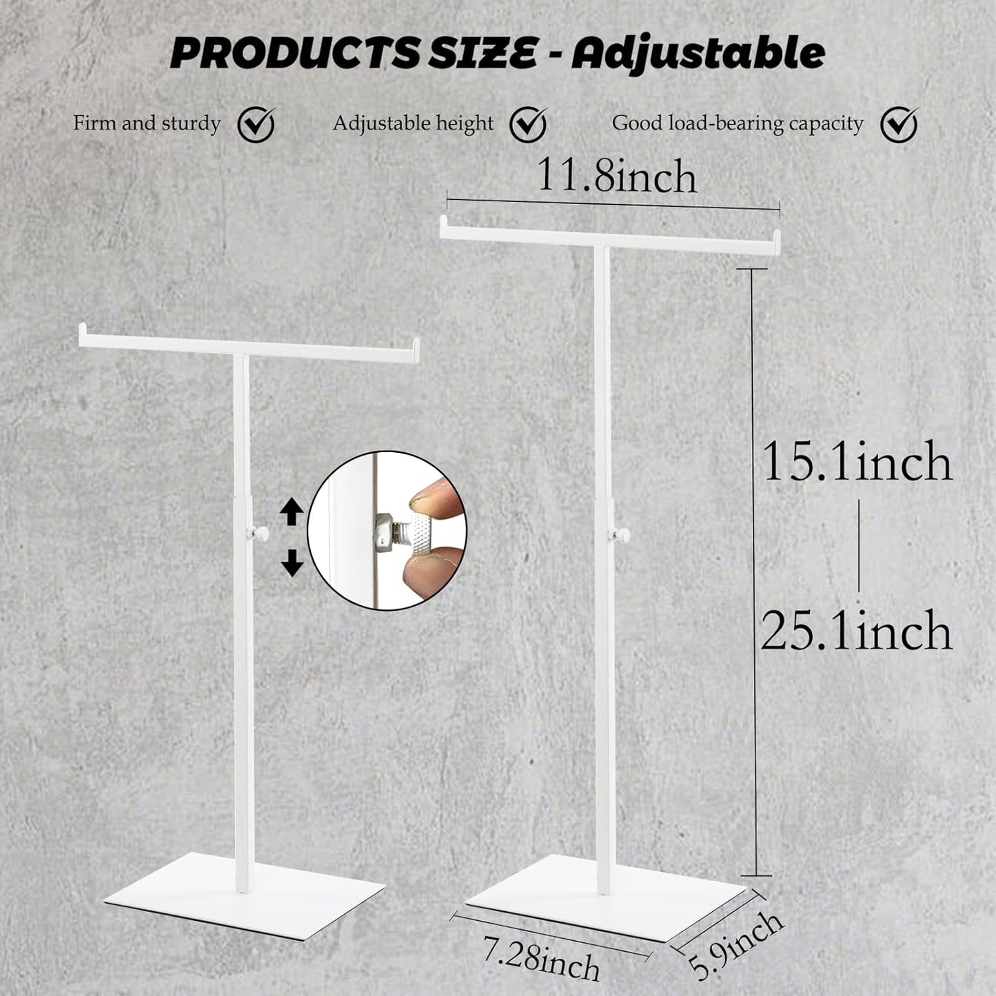 Purse Display Stand Jewelry Tower Stainless Steel Handbag Stand Jewelry Stands Tabletop for Necklaces Organizer Stand Adjustable Height Home Store Boutique, White
