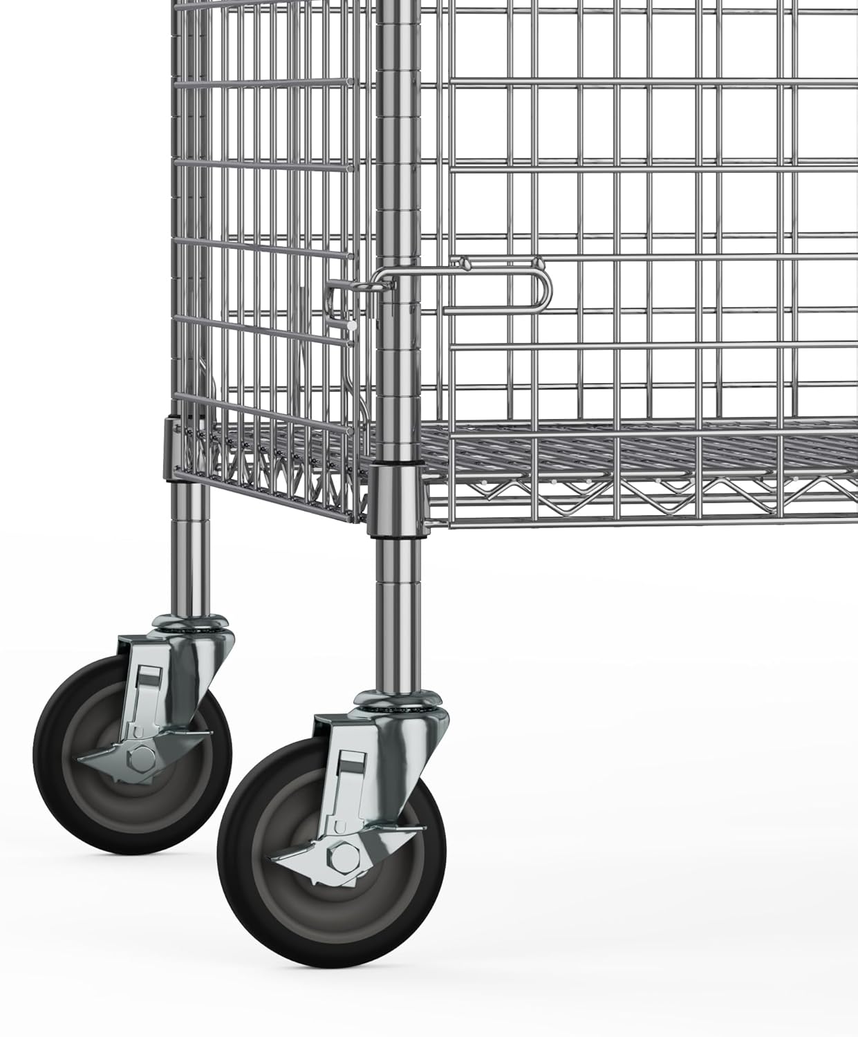24" W x 48" L x 69" H Heavy Duty Utility Commercial Grade Metal Storage NSF Unit | Chrome Mobile Security Wire Cage Kit