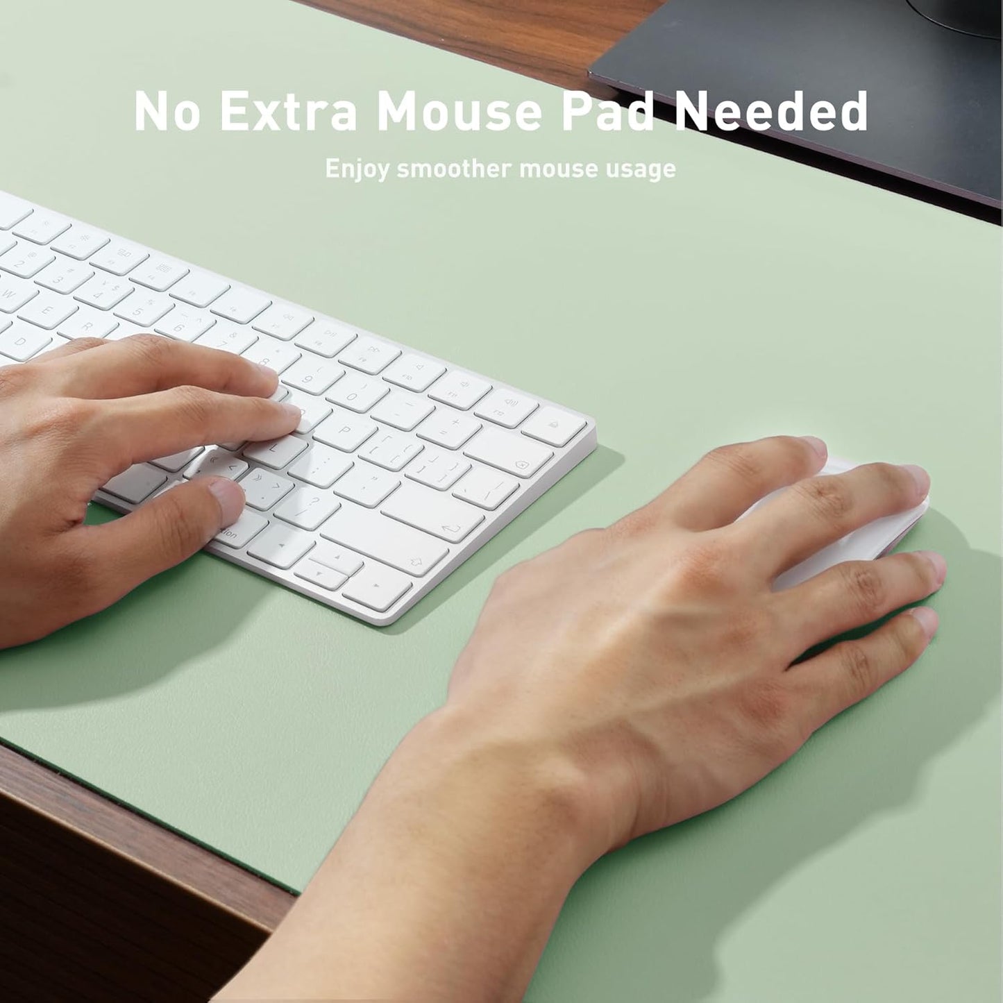 Aothia Faux Leather Desk Mat – Large Mouse Pad, Non-Slip PU Leather Blotter, Waterproof Writing Surface for Office and Home (Aqua, 47.2" x 23.6")