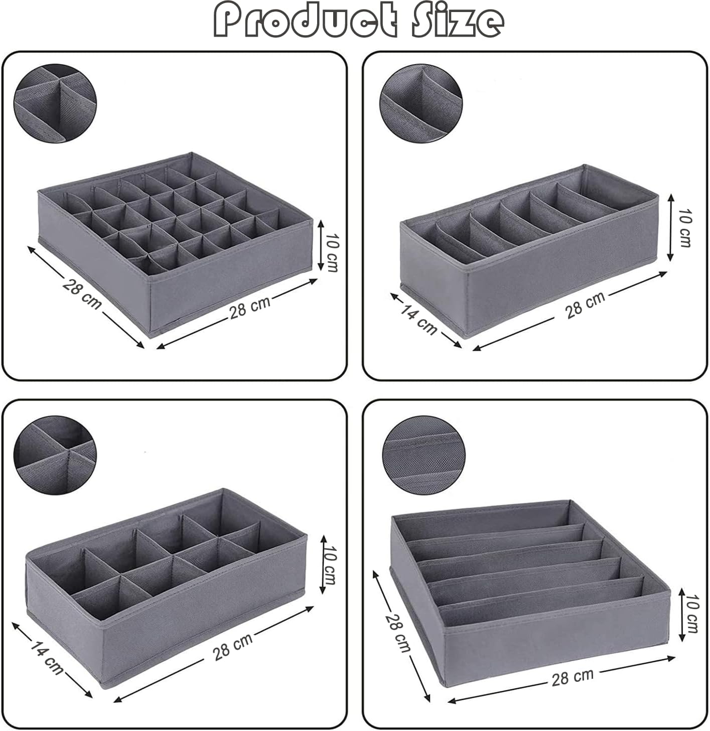 Dresser Drawer Organizer 8 Pack Clothes Underwear Sock Storage Dark Gray Drawer Dividers Grey Foldable Closet Organizer Storage Box Dresser Drawer Organizers