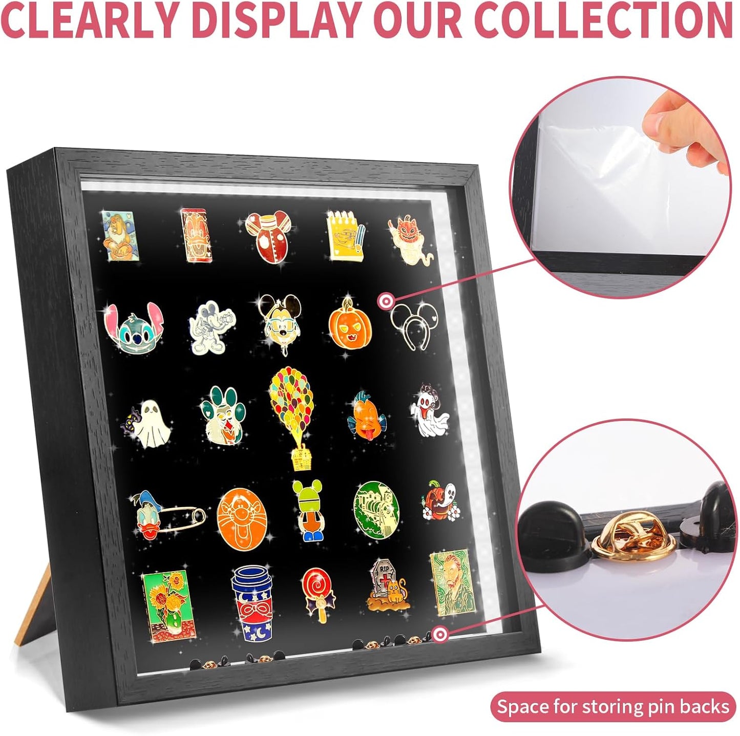 Light Up Pin Display Case – Illuminated Enamel Pin Display Board for Pin Collection Display, Pin Holder, Pin Board for Enamel Pins, Pin Display Case for Pin Collectors