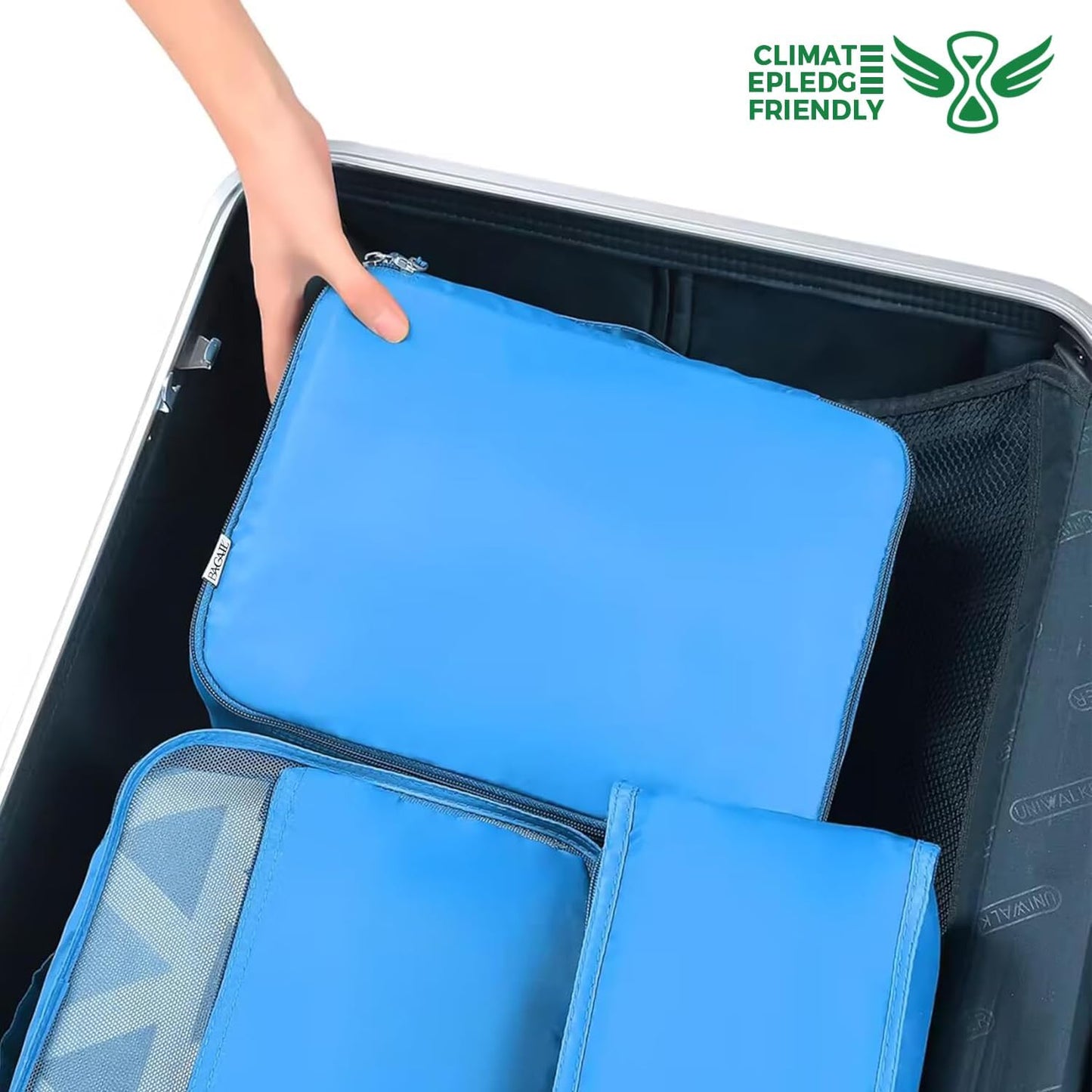 BAGAIL 8 Set Packing Cubes Luggage Packing Organizers for Travel Accessories-Light Blue
