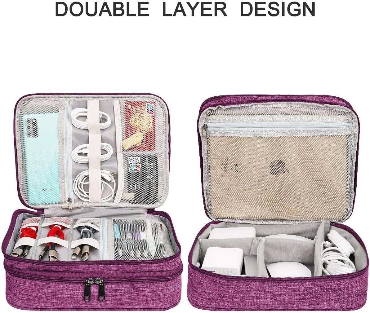 Electronics Organizer, Jelly Comb Electronic Accessories Cable Organizer Bag Waterproof Travel Cable Storage Bag for Charging Cable, Power Bank, iPad