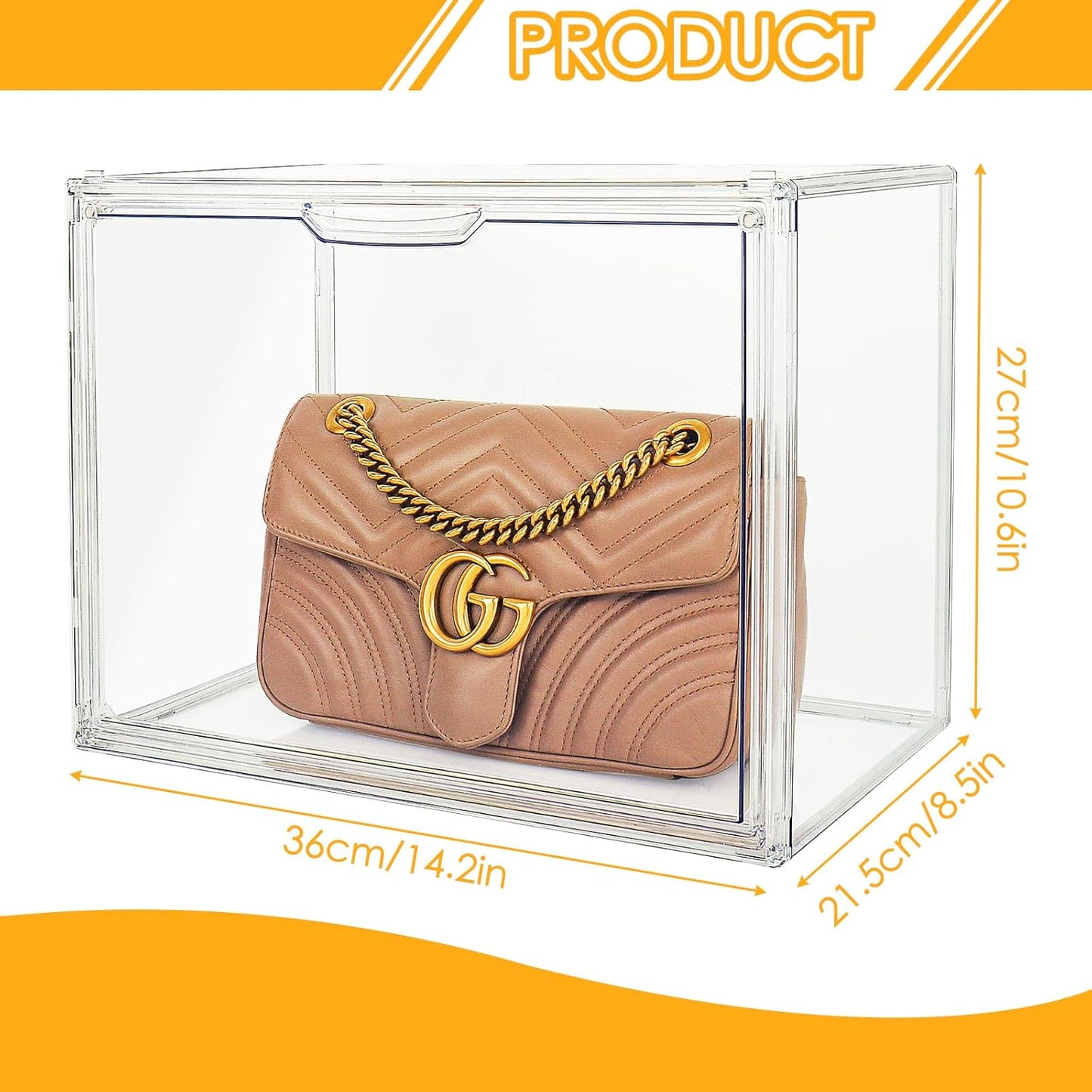 8Pack Purse Organizer for Closet Clear Acrylic Display Case Handbag Storage Organizer Box with Magnetic Door Stackable Storage Bins with Dustproof Lid for Book Toys Shoes Cosmetic Collectibles