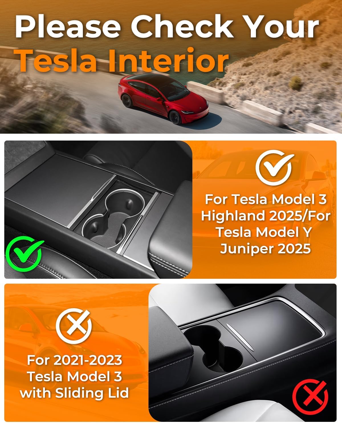 5 Piece Center Console Organizer Tray Compatible for Tesla Model 3 Highland Accessories 2024, 2025 /for Tesla Model Y Juniper 2025 Center Console Tray, Armrest Hidden Storage Box