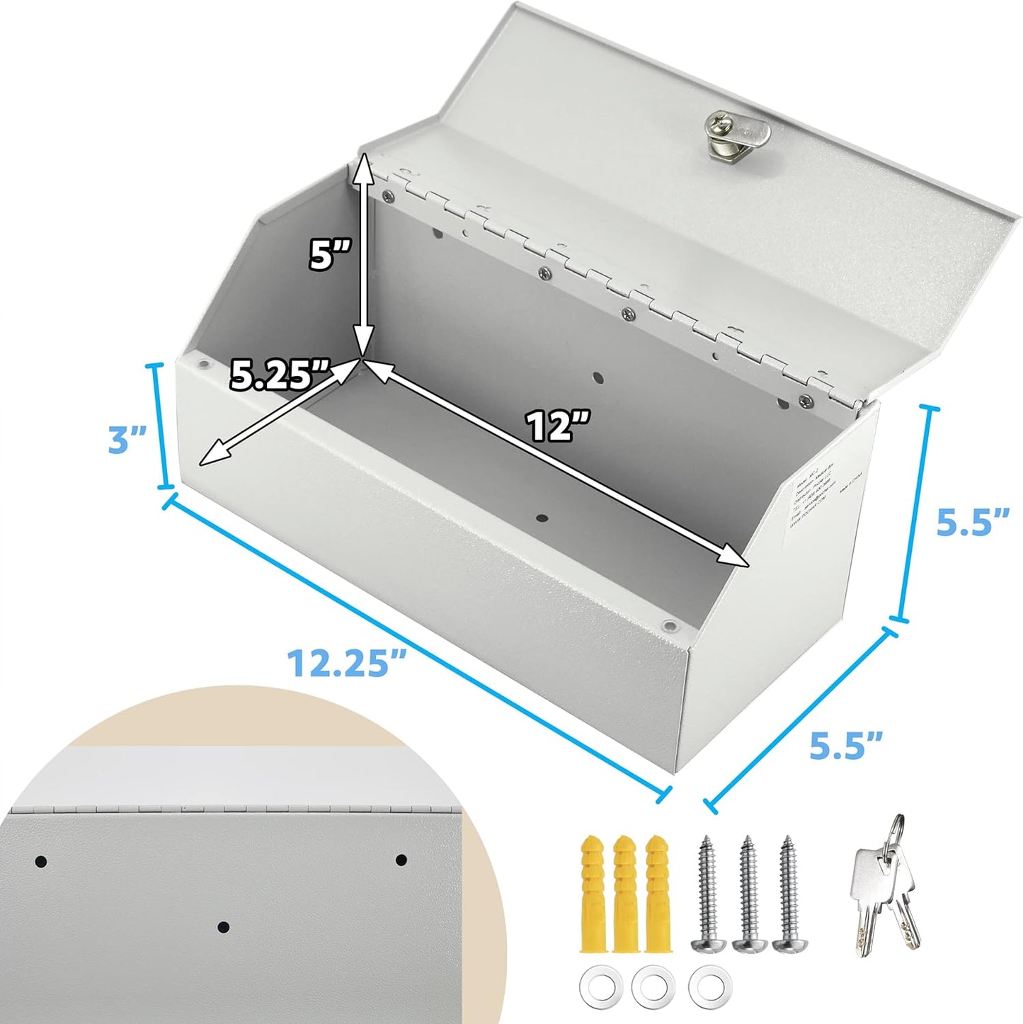 POCHAR Locking Medicine Box - Wall Mount Medicine Lock Box for Prescription Safe Storage - Steel First Aid Medicine Cabinet with Lock - Child-Proof Medication Secure Box for Home, School, Office