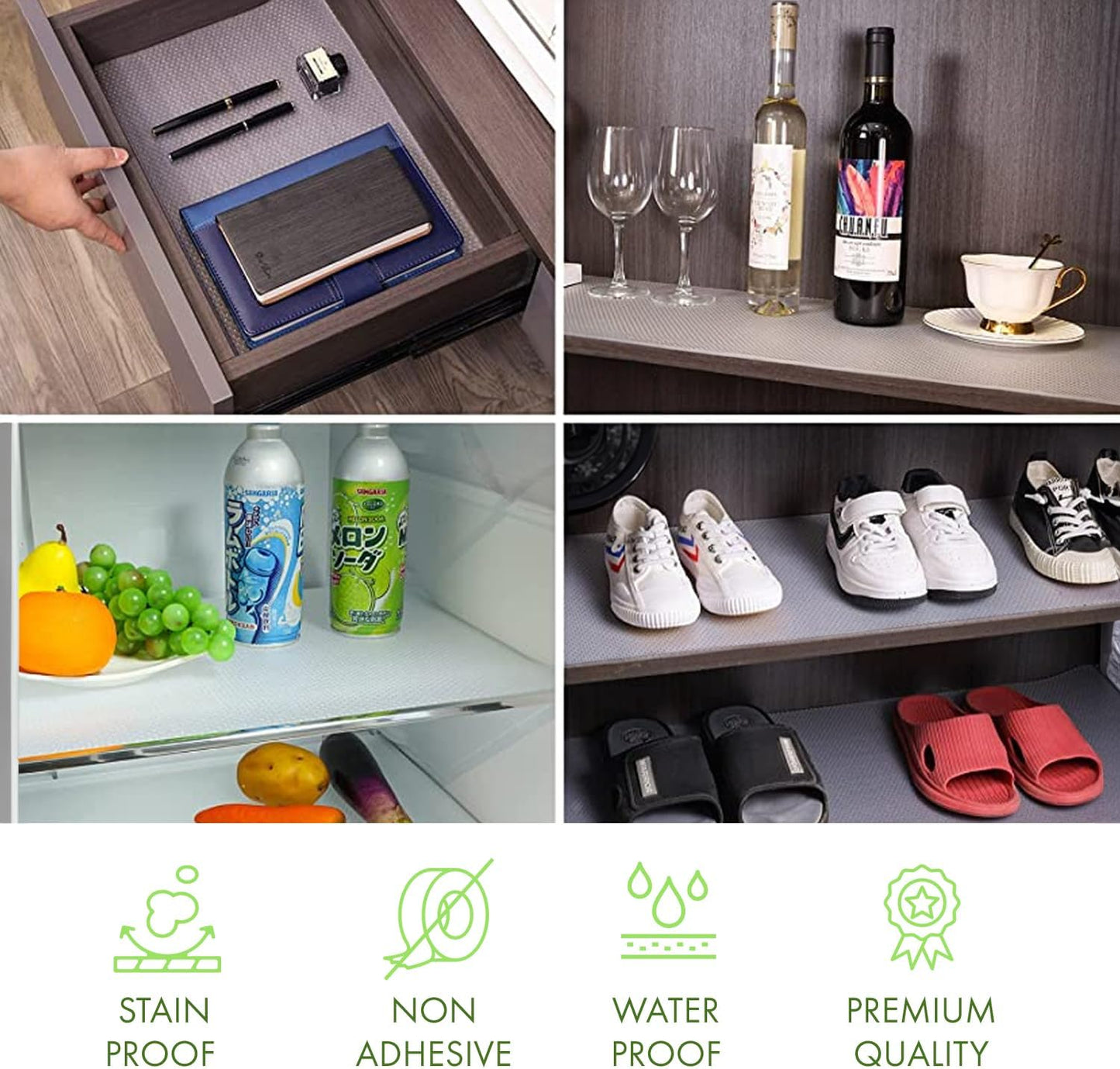 EVALAND Shelf Liners for Kitchen Cabinets Non-Adhesive 15.75" x 33FT Clear Drawer Liner Non Slip, Washable Cabinet Liner, Waterproof Shelf Liners for Cabinets, Refrigerator Bathroom Pantry Cabinet Mat