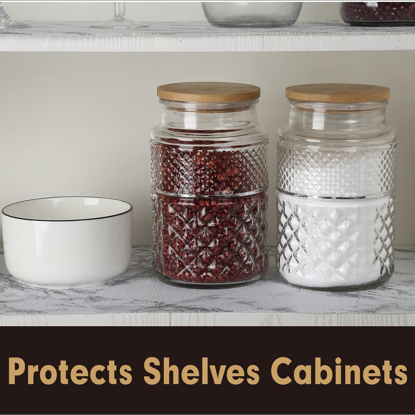 Drawer and Shelf Liner 12 in x 10 FT, Non Adhesive Water Resistant, Easy Clean and Trim, Smooth Surface Liners for Kitchen Cabinet, Shelves, Drawers, Pantry, Marble