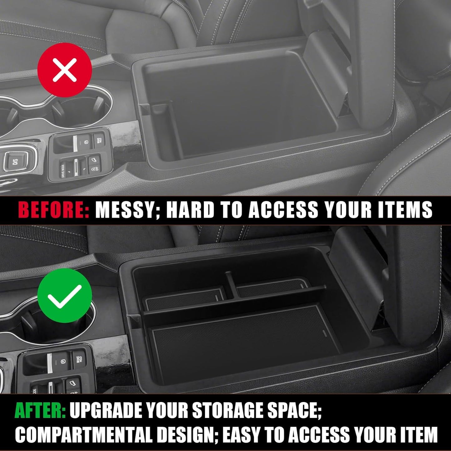 Muslogy Center Console Organizer Compatible with Honda Pilot 2023 2024 2025, 2024 Ridgeline/Passport Center Console Storage Box Divider Inserts Interior Accessories ABS Material(Gray)