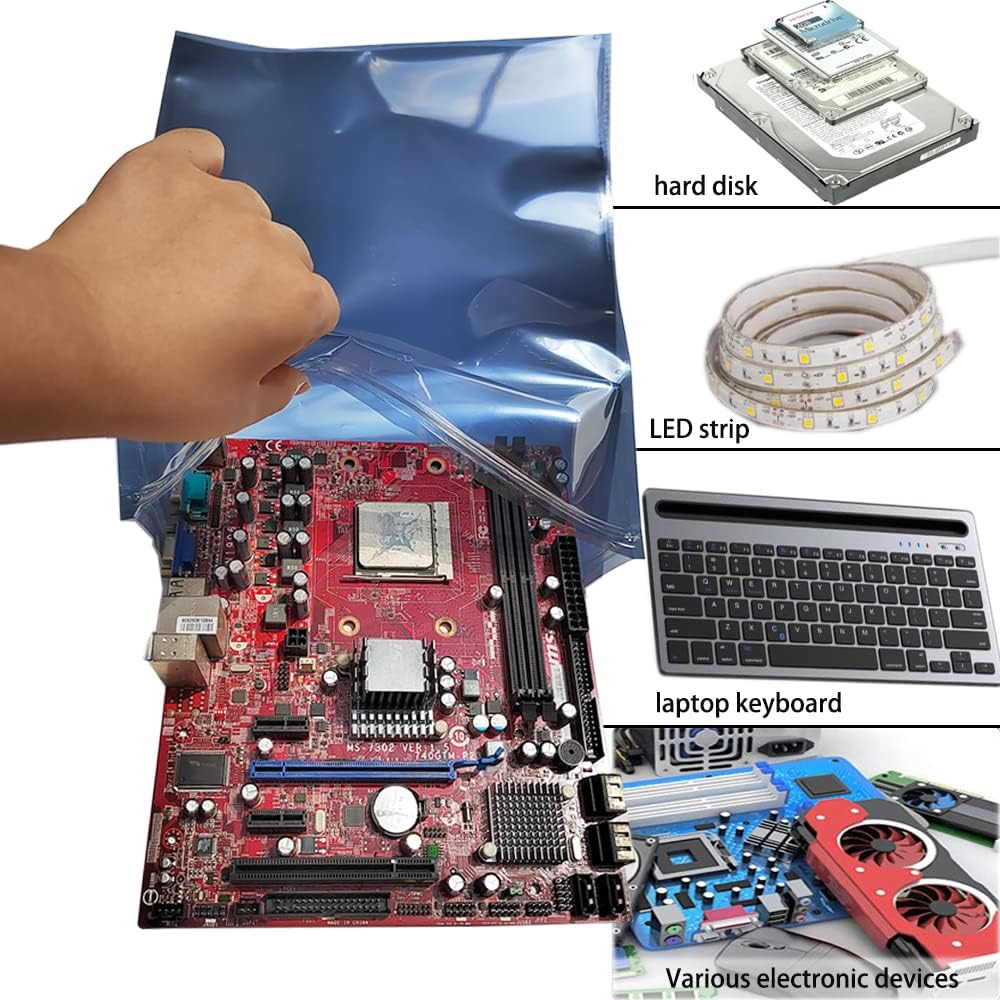 10pcs 11.8x15.7in/30x40cm Large Anti Static Bags with 10pcs Stickers, Premium Resealable Antistatic Bag,ESD Bags for Computer Electronic Devices Motherboard Anti Static