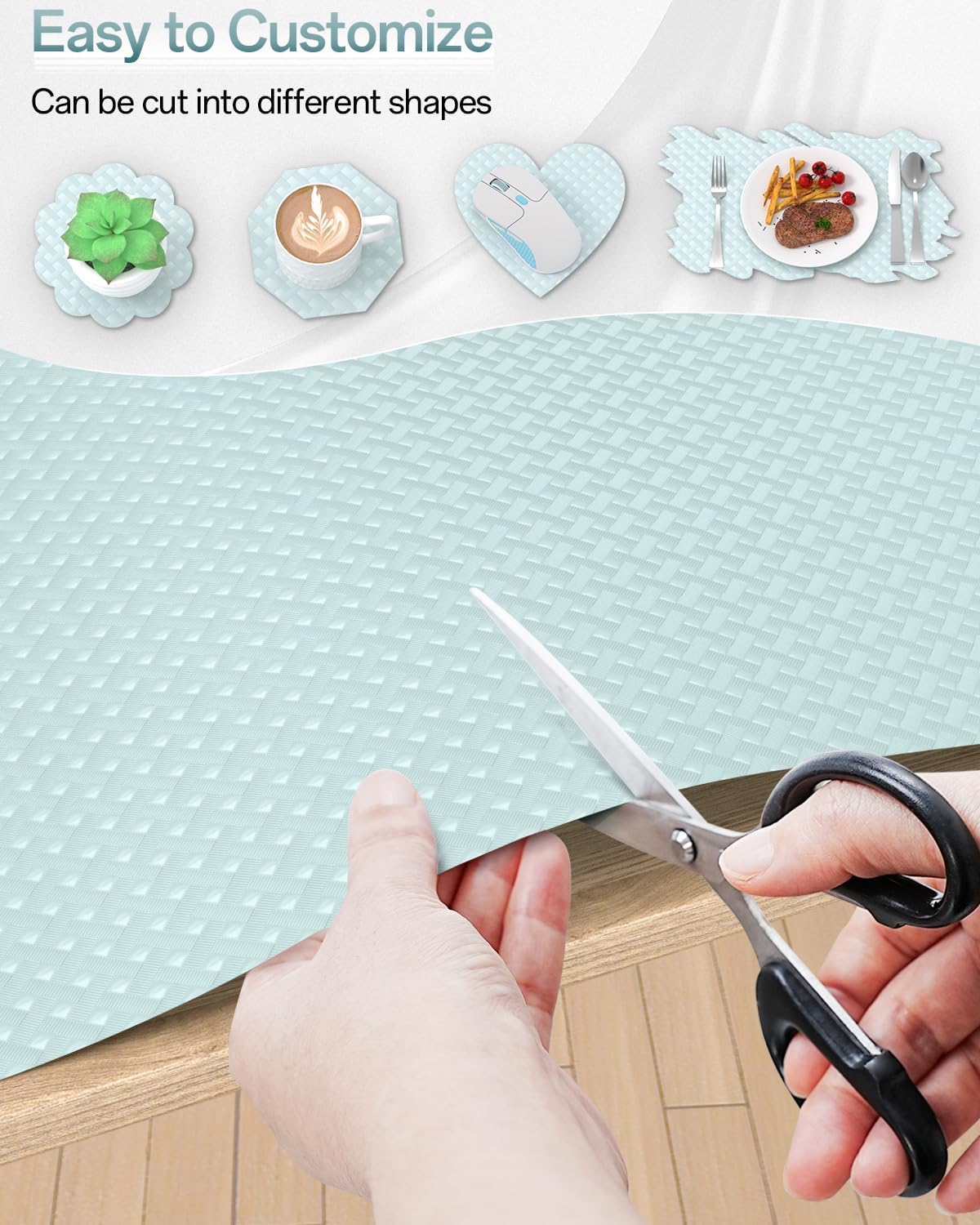 Shelf and Drawer Liner for Kitchen Cabinet, Non-Adhesive 24in x 120in Waterproof Contact Paper Refrigerator Liners Thickened Durable EVA Material Non Slip Mat for Dresser Cupboard Pantry Protector