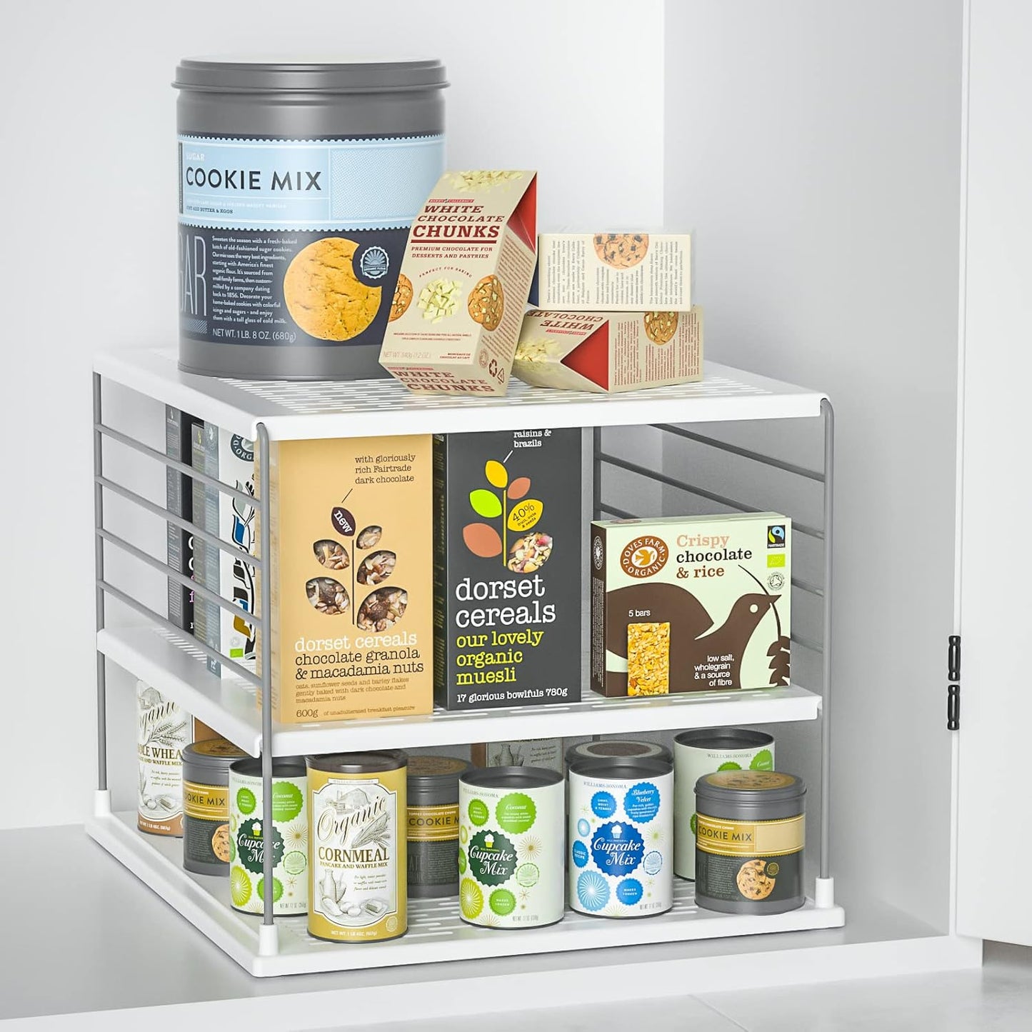 Upgraded Cabinet Organizers and Storage -Divided Compartment Holder for Plastic Bag, Wrap, Foil, Snack and Box for Kitchen Organization and Storage-Under Sink Organizers and Storage Suitable