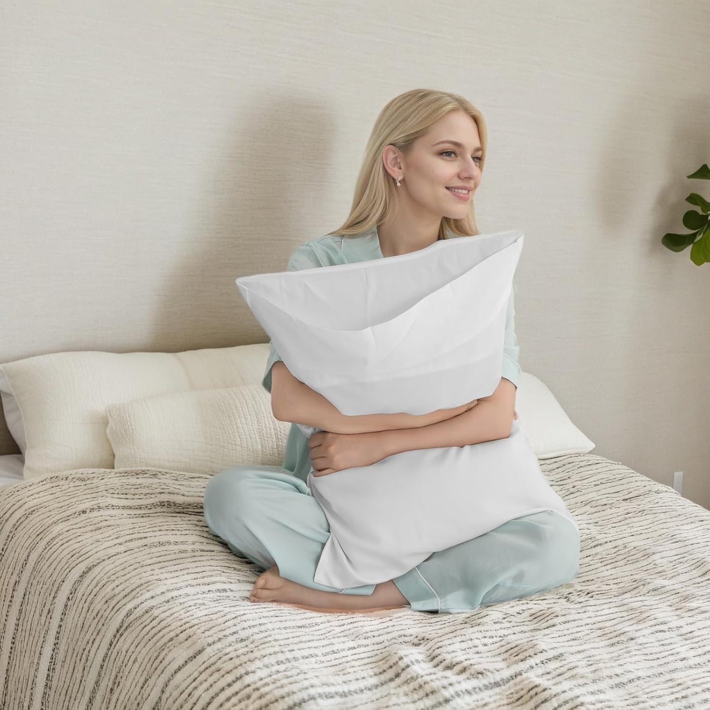 TELUS Pillow Cases King Size 2 Pack, Bamboo Rayon & Lyocell Pillowcase with Envelope Closure, Cooling Breathable Pillow Cover for Hot Sleeper & Night Sweats, 20x40 inch, Ivory White