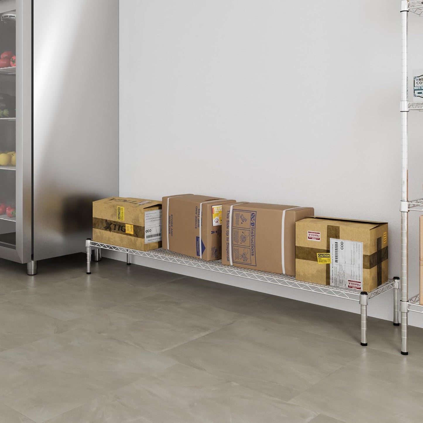14" Deep x 72" Wide x 8" Height 1-Tier Wire Shelving Kit | NSF Commercial Storage Rack Unit