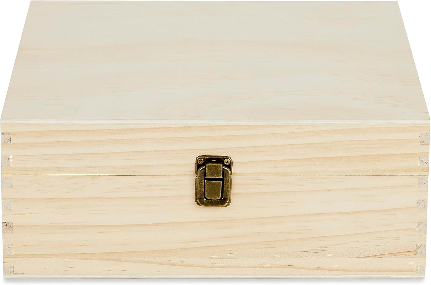 makerflo Large Natural Pine Wood Memory Box with Black Felt Inside, Hinged with Clasp, Keepsake Wooden Box Ideal for Craft and Personalization (Laser Engraving, Epoxy, UV DTF, and Vinyl) – Pack of 1
