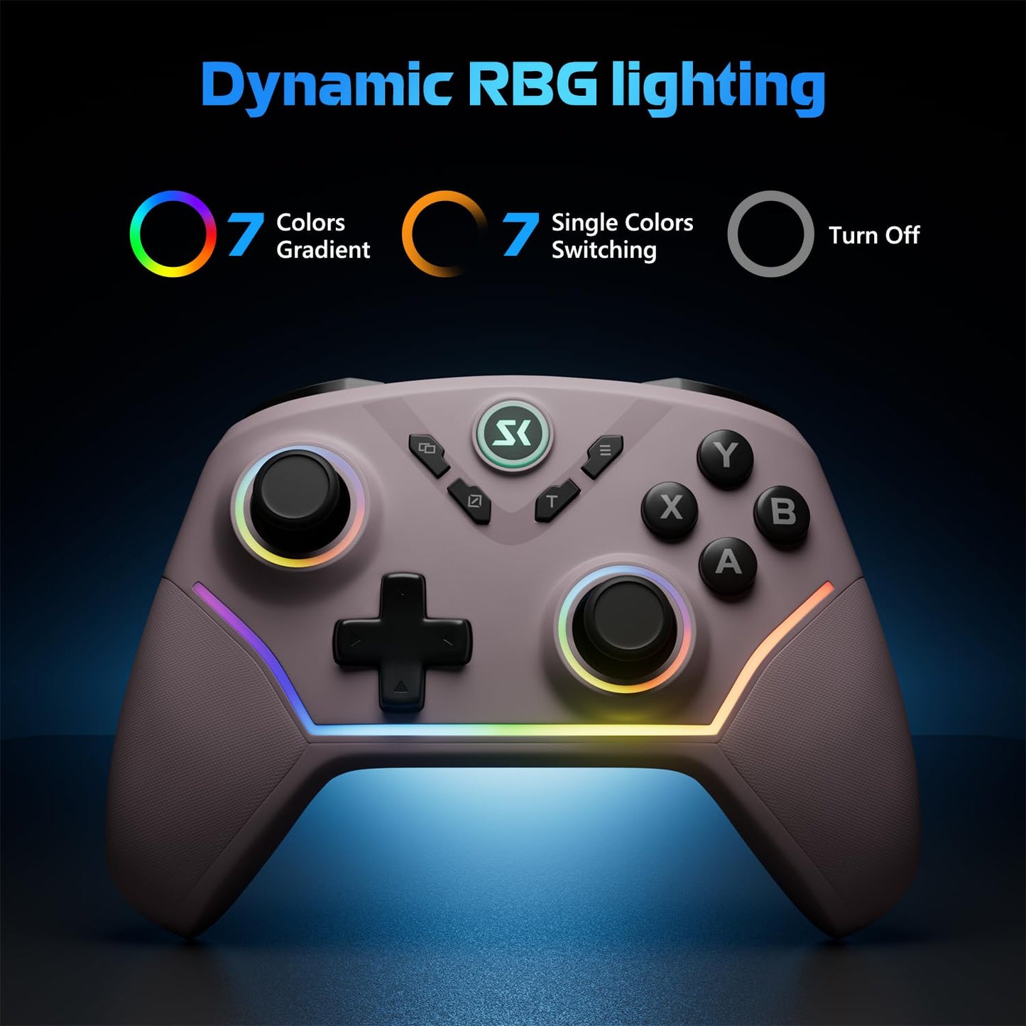 Wireless PC Controller with Hall Effect Joysticks & Triggers, 1000Hz Polling Rate, Trigger Locks, Bluetooth Pro Gaming Controller for PC/Steam/Luna/Tesla - 4 Macros and Turbo, Dynamic RGB, Pink