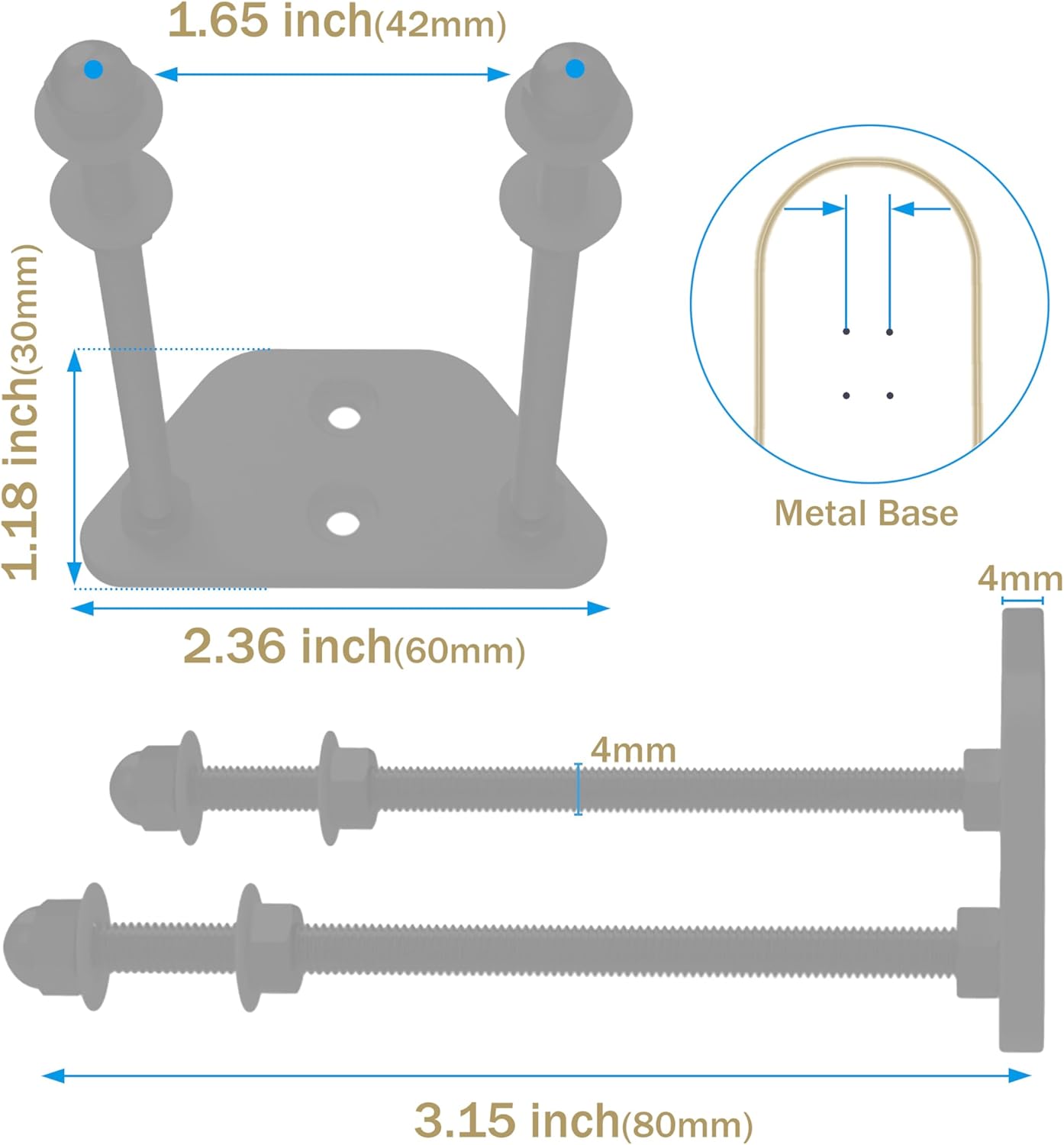 Skateboard Wall Mount Display(6 Packs)-Aluminum Ramp Shape Skateboard Deck Wall Mount with Two Screw Holes for Horizontal and Vertical Hanging Skateboard Display Decor