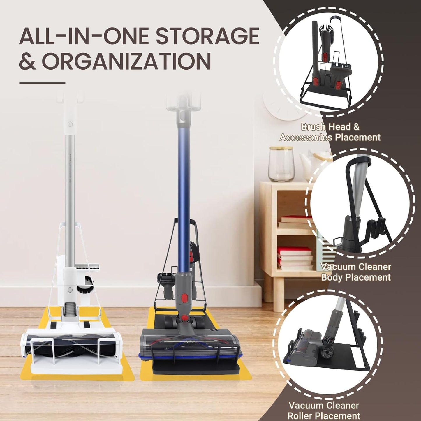 No Installation Required-Vacuum Stand,Storage Stand Docking Station Holder,Stable Metal Storage Bracket Stand Holder,Compatible with Dyson, Eureka,Tineco and Most Stick Vacuum(Black)