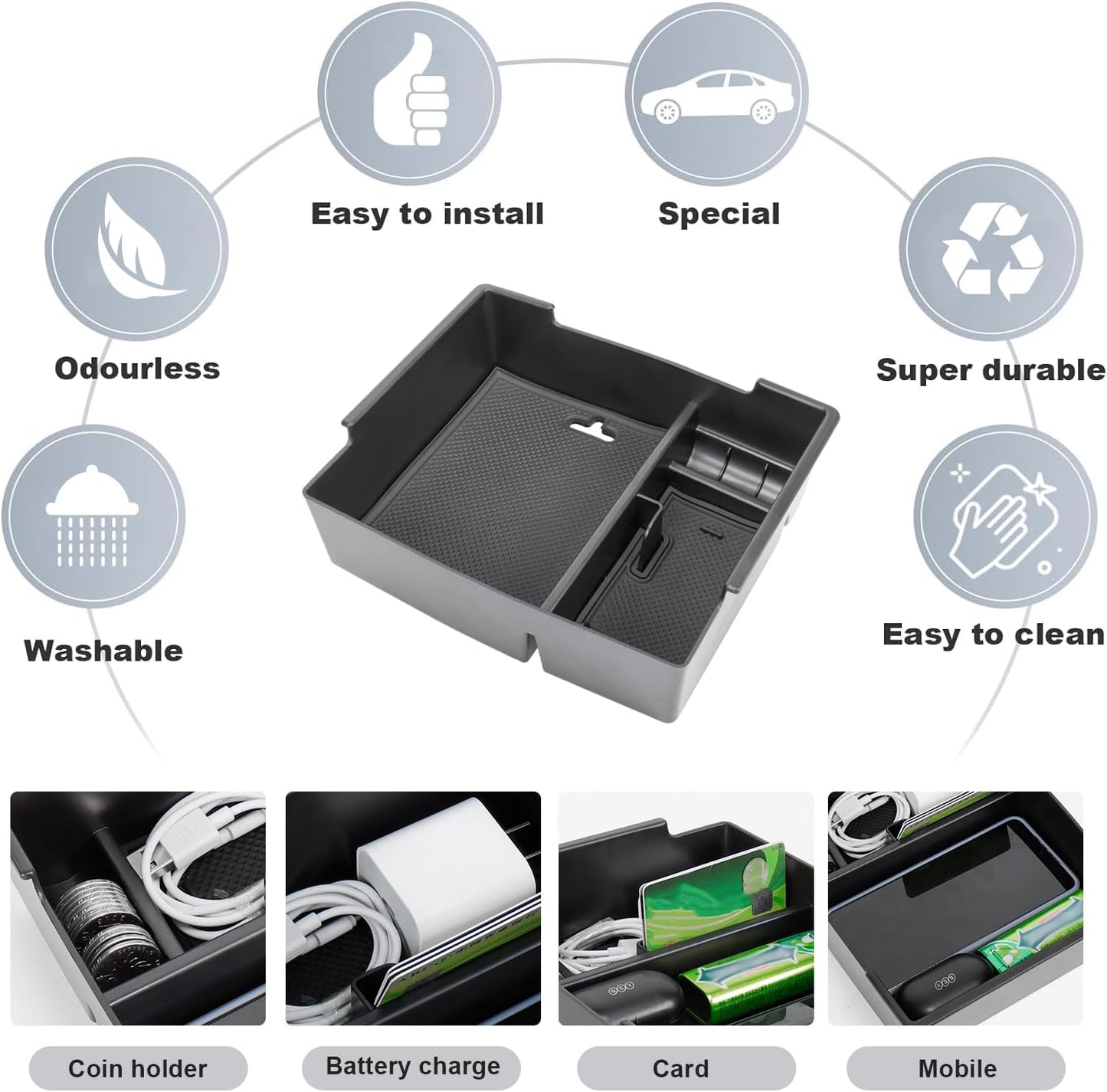 Center Console Organizer Compatible with 2024 2025 Toyota Tacoma Console Armrest Storage Box Interior Insert Storage Tray Secondary Accessories