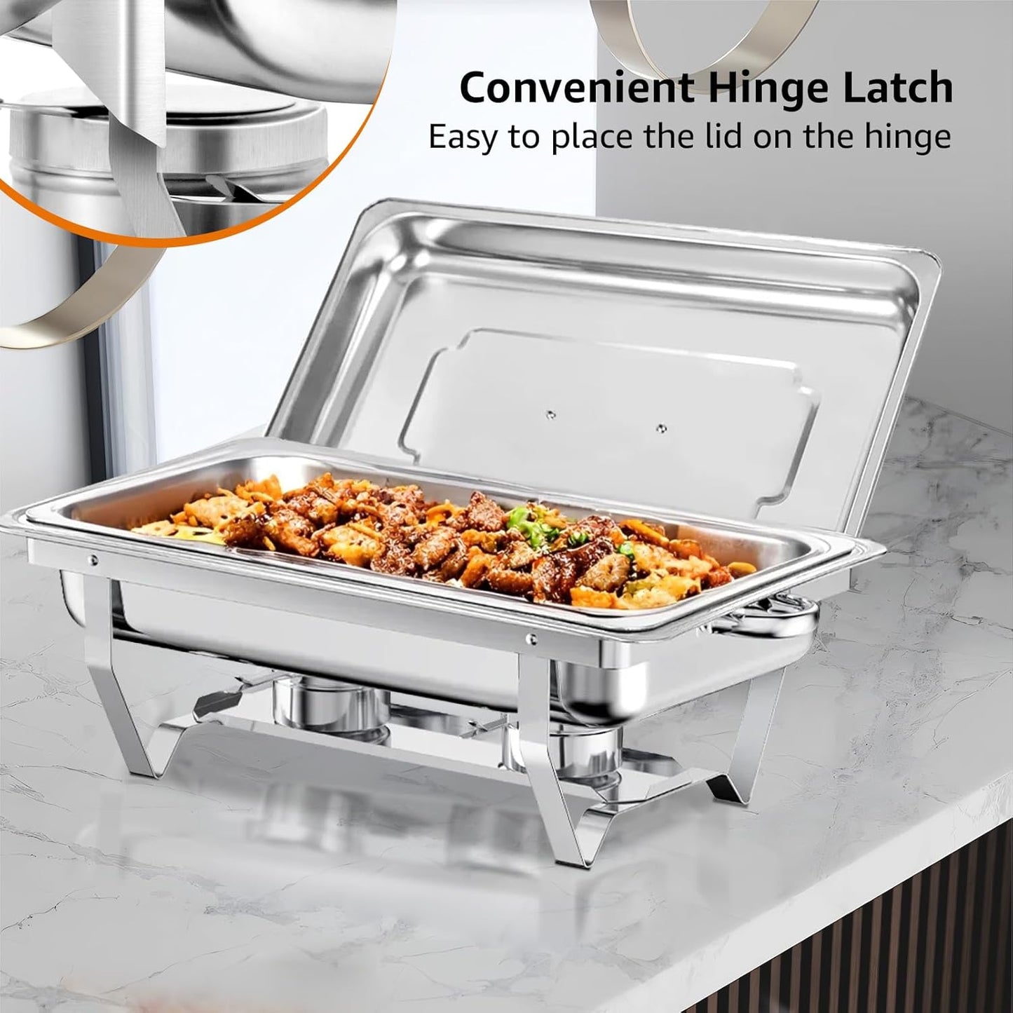 Chafing Dish Buffet Set, 8QT Stainless Steel Chafing Dishes for Buffet, Full Pan Chafing Dish, Buffet Servers and Warmers for Party, Wedding,Catering (9 PACK)