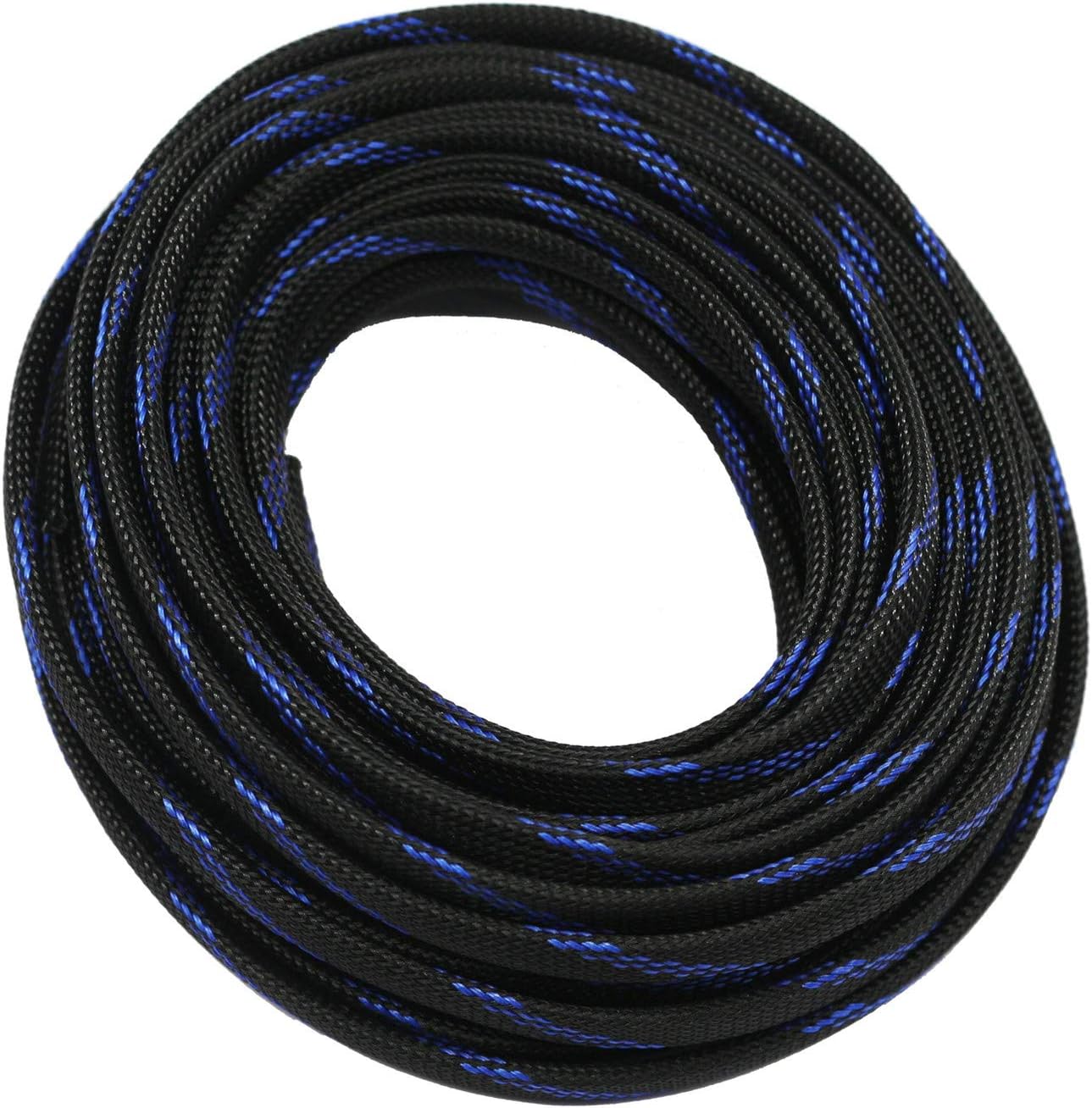 30ft PET Expandable Sleeving Wire Cable Sleeve (1/2", Steel Blue&Black)
