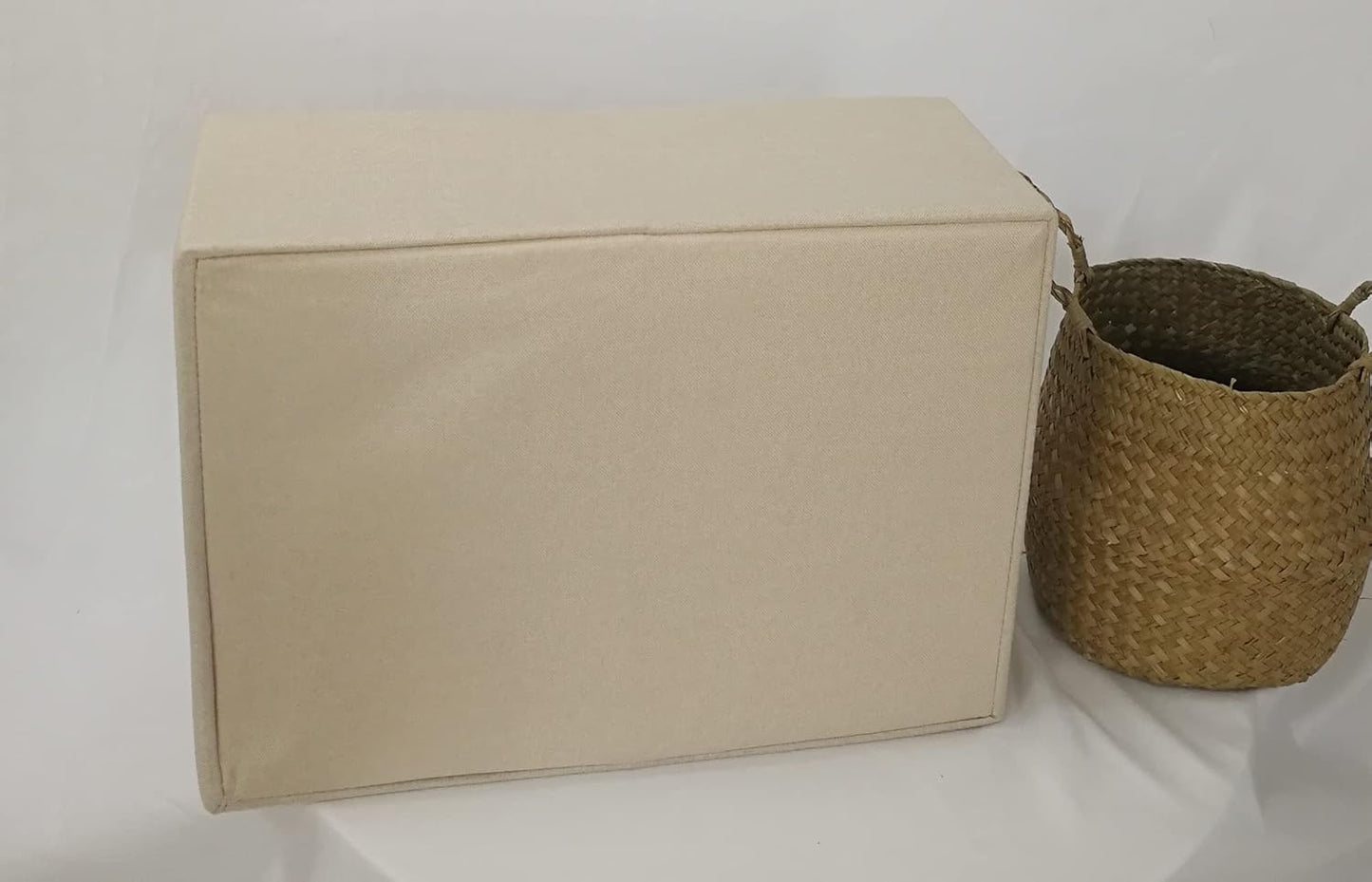 Storage Bin for Shelves Rectangle Closet Baskets Foldable Box with Handles Beige Shelf Baskets Toy Boxes for Home Office Car Dormroom
