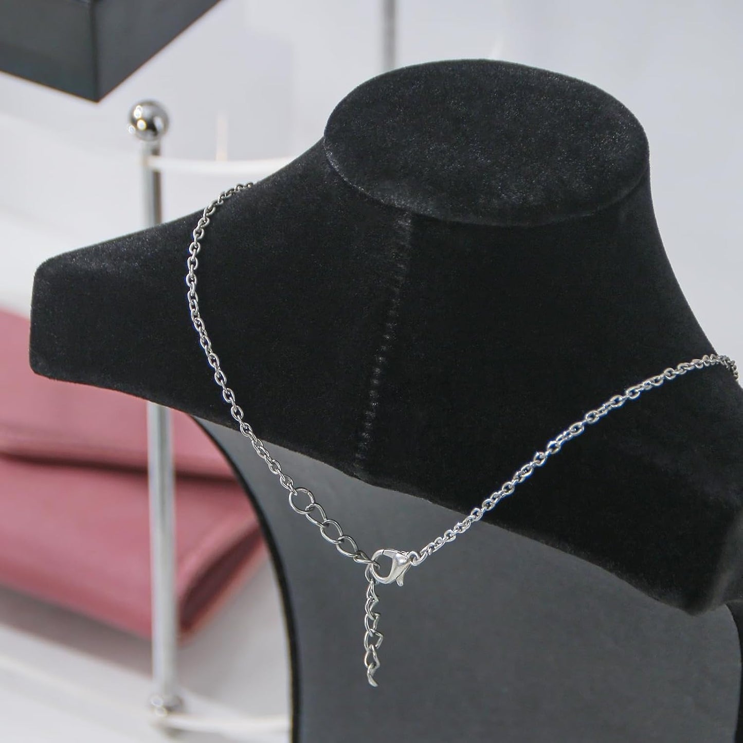 3Pcs Necklace Bust Stand for Selling, Black Velvet Necklace Display Holder, Jewelry Necklace Organizer Rack for Shop Store Exhibition Show (9" Height)