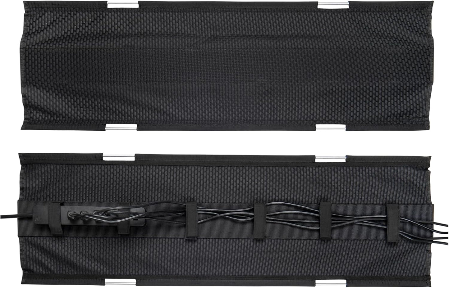 PERFECT POSTURE Mesh Cable Organizer – Under Desk Cable Management with Adjustable Straps, Flexible Mesh, Easy-Access Design, & Standing Desk Compatible – 37.4” (Black)