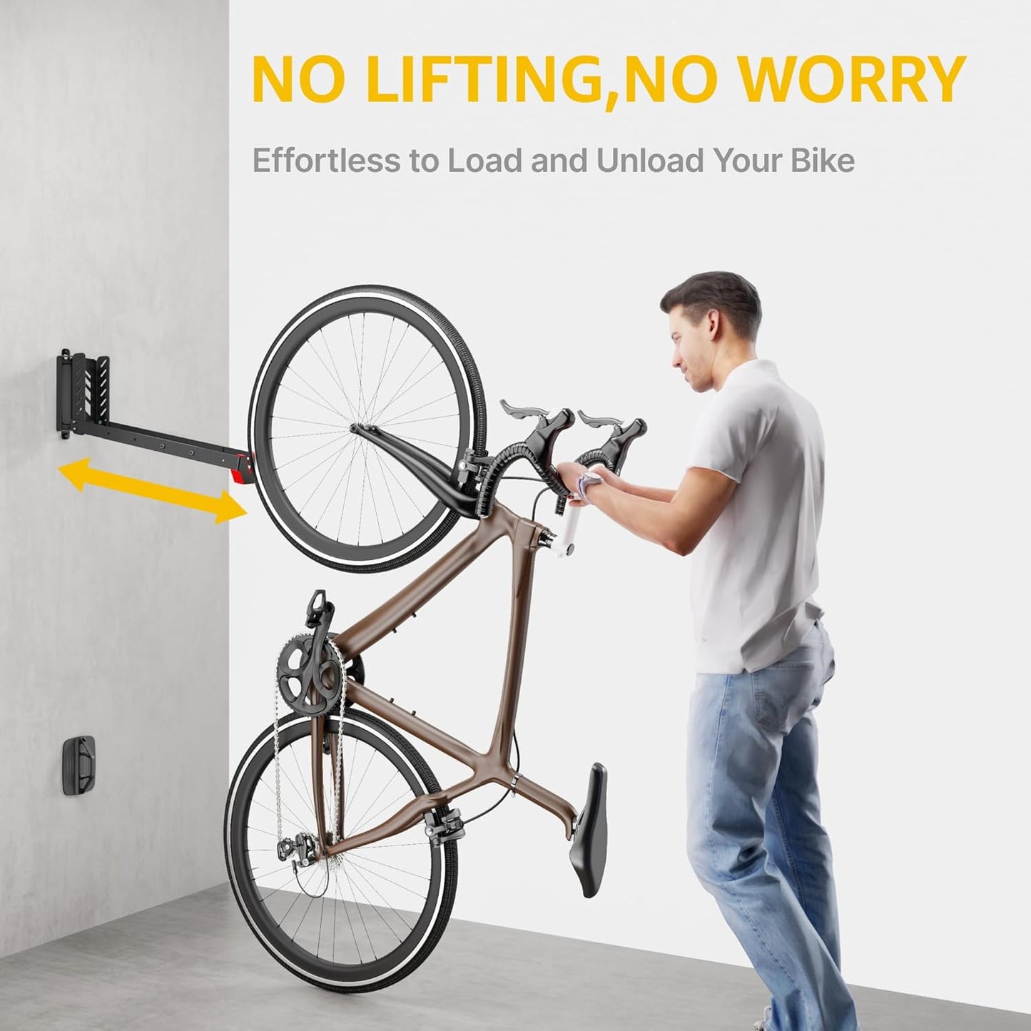 monTEK Swivel Bike Wall Mount, No Heavy Lifting Required Bike Wall Mount, Bike Hangers for Garage, Space-Saving Bike Rack Garage, Easy to Load and Unload, Bike Hanger Can Hold Up to 77 lbs, 2 Pack