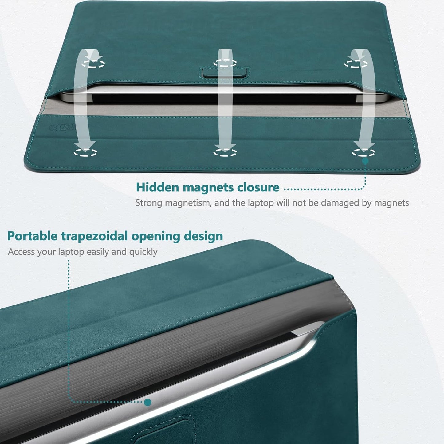 HYZUO 13.3-14 Inch Laptop Sleeve Case with Stand Feature for MacBook Pro 14 M5/M4/M3/M2/M1 2026-2021, MacBook Pro/Air 13.3, 13.5" 13.8" Surface Laptop, HP Spectre X360 13/14, Dark Green