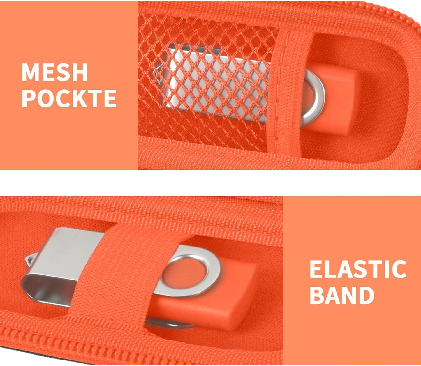 USB Flash Drive Case, SD Card Holder Compatible with Thumb Drive, Memory Cards, SDXC SDHC Storage Bag, Electronic Accessories Organizer for SanDisk for Samsung for Inland (Orange)