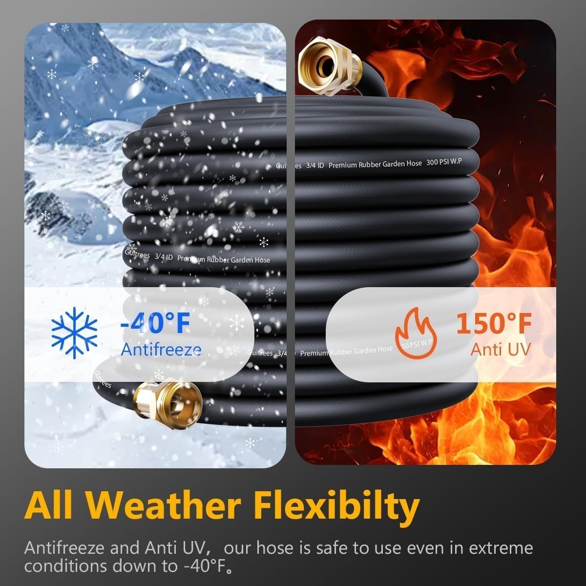 Leader Garden Hose 5ft x 3/4", Heavy Duty Short Water Hose, Male to Female Fittings, Five Layered Braiding for Durability, 1000PSI Burst, 300PSI Working (Black)
