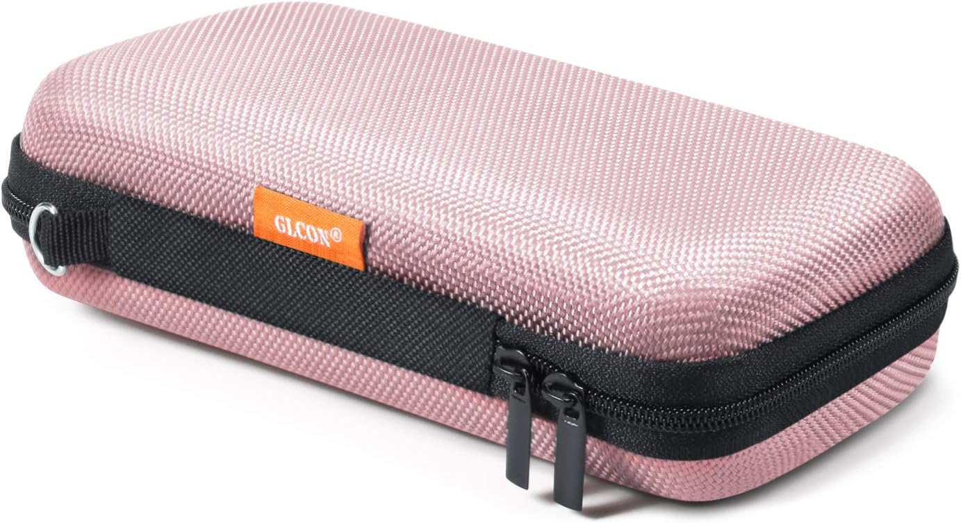 GLCON Cell Phone Carrying Case - Portable Hard EVA Charger Case - High Protection Small Zipper Travel Pouch Storage Bag Electronic Organizer for Battery, GPS, Hard Drive, Charging Cable, Cord - Pink