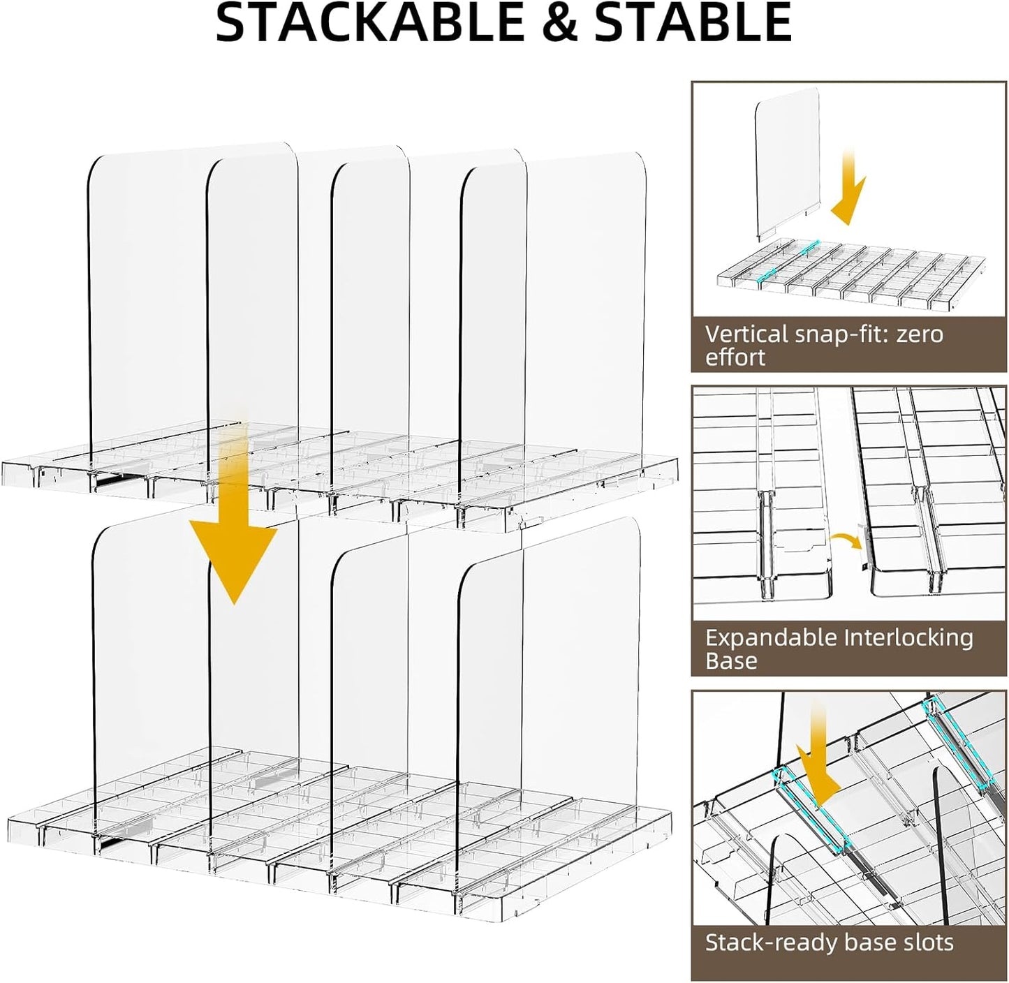 Bag & Purse Organizer for Closet Stackable Acrylic Shelf Dividers for Closet Organization, Clear Handbag Purse Storage Organizer Divider, Keep Clutch, Wallet, Pocketbook Upright, 1 Pack