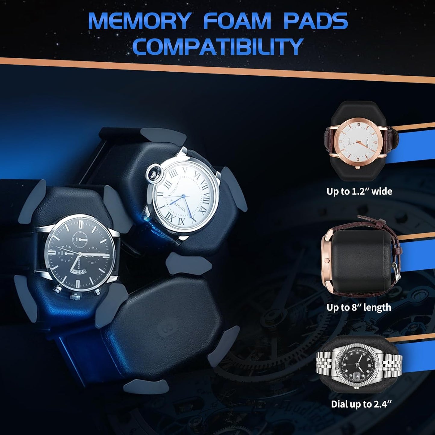 Watch Winder for Automatic Watches,Ultra Quiet Motor,4 Automatic Watches and 6 Extra Watch Storage Spaces, PU Leather Crocodile Styling