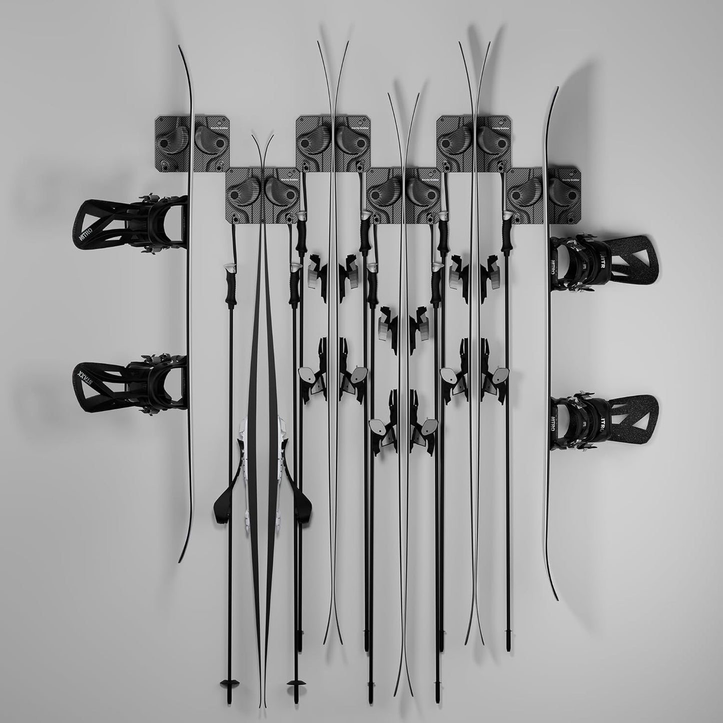 Gravity Grabber - Ultimate Ski & Snowboard Wall Rack | Secure, Non-Slip Storage | Fits Any Ski/Board | Garage Organization | Ski Storage Rack | Snowboard Storage Rack | Winter Gear Organizer | 6 Pck