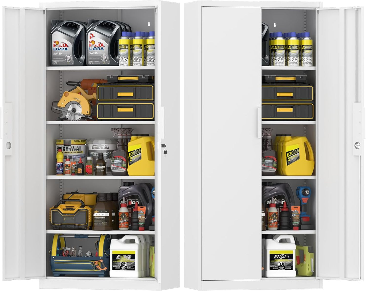 Lockable Storage Cabinets, 72" H Heavy Duty Cabinet for Home Office, Large Storage Cabinet with Doors, Metal File Cabinets with Adjustable Shelves, Office Organizer