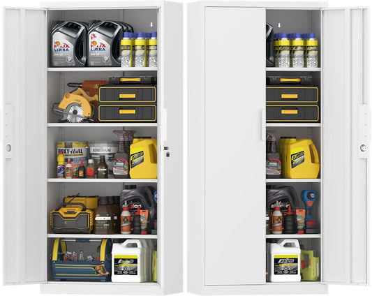 Lockable Storage Cabinets, 72" H Heavy Duty Cabinet for Home Office, Large Storage Cabinet with Doors, Metal File Cabinets with Adjustable Shelves, Office Organizer