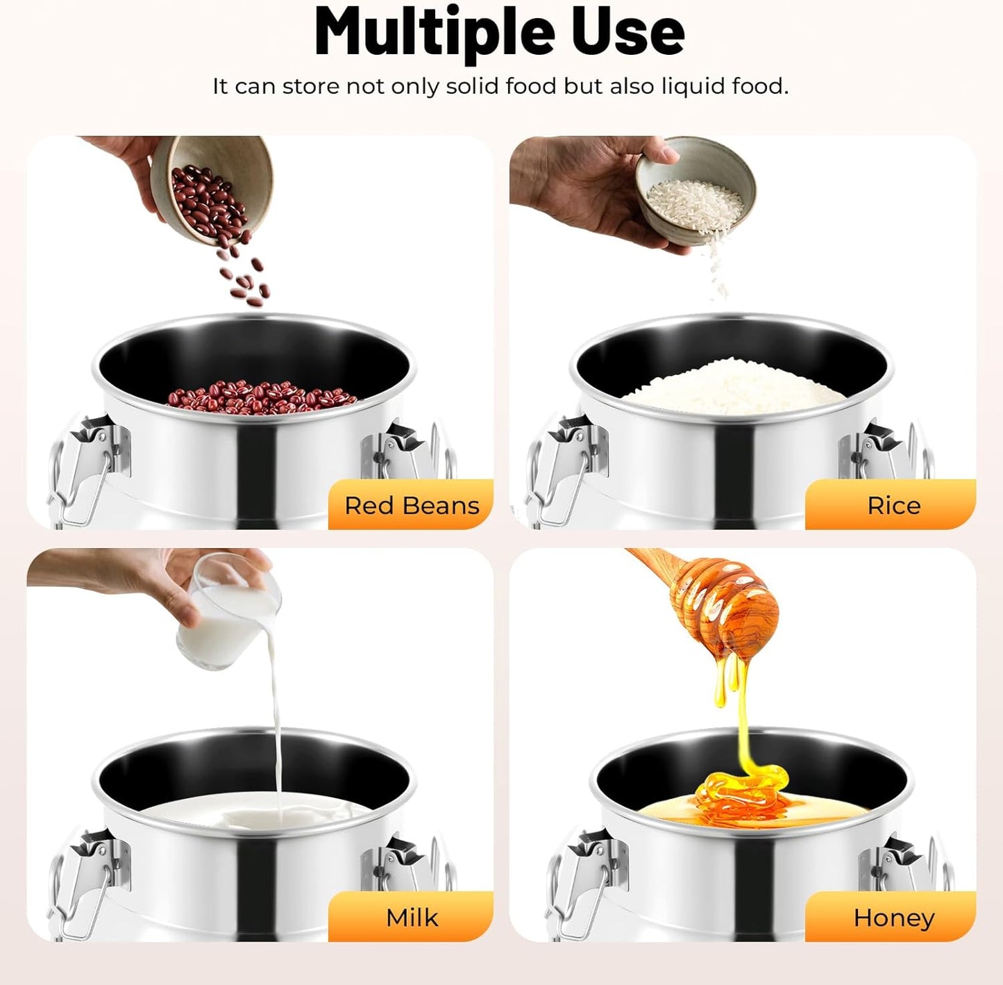 20L/5.3Gallon Stainless Steel Milk Can Wine Pail Bucket Water Jug Liquid Storage Pail w/Lid Commercial Fermentation Barrel Heavy Duty Liquid Storage Kitchen Rice Cereal Grain Coffee Bean Container